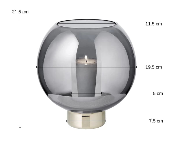 Windlicht Jack in smoky, Platinrand H 21,5 cm - Edzard