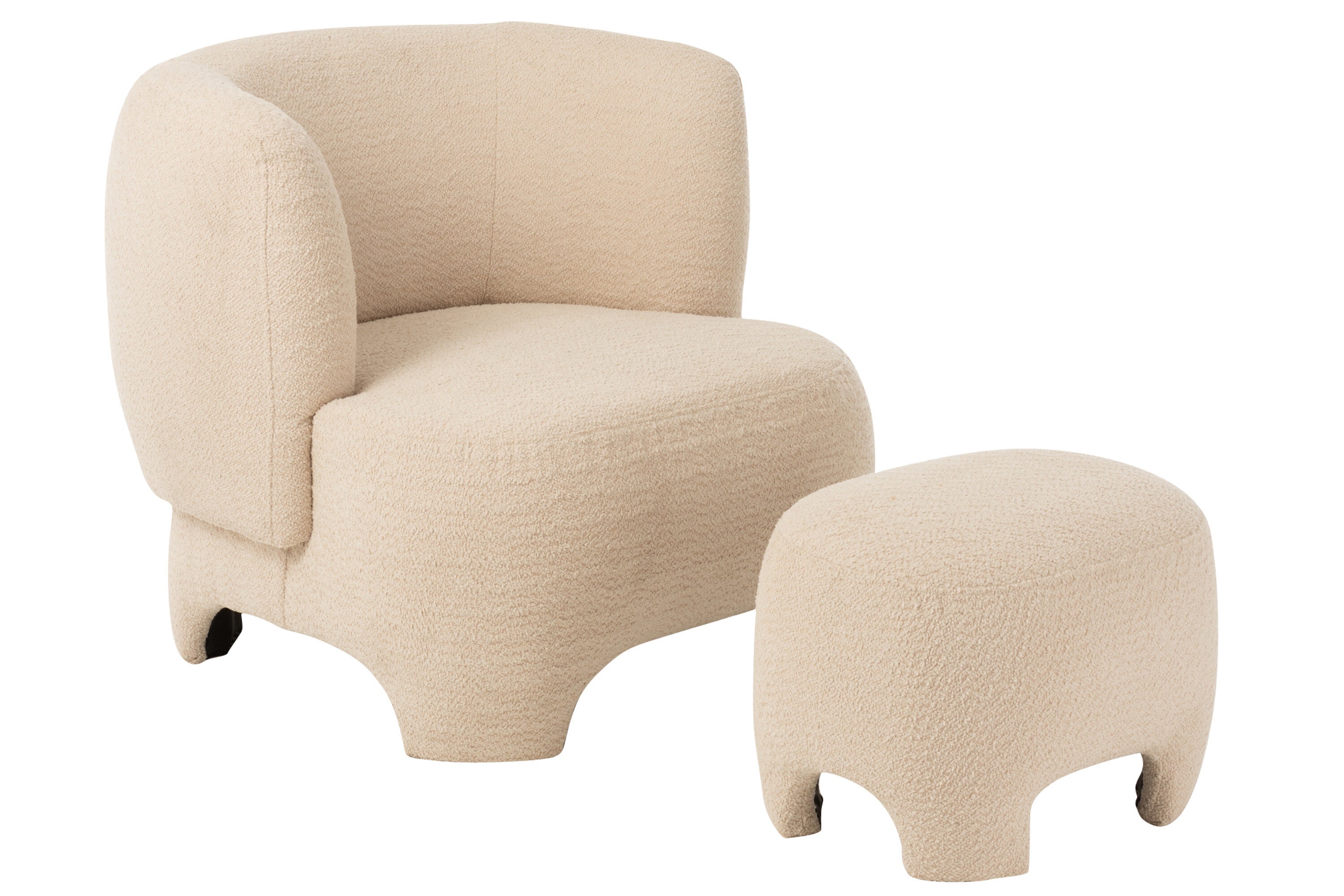 Hocker Elli 2er Set Textil/Holz Weiß