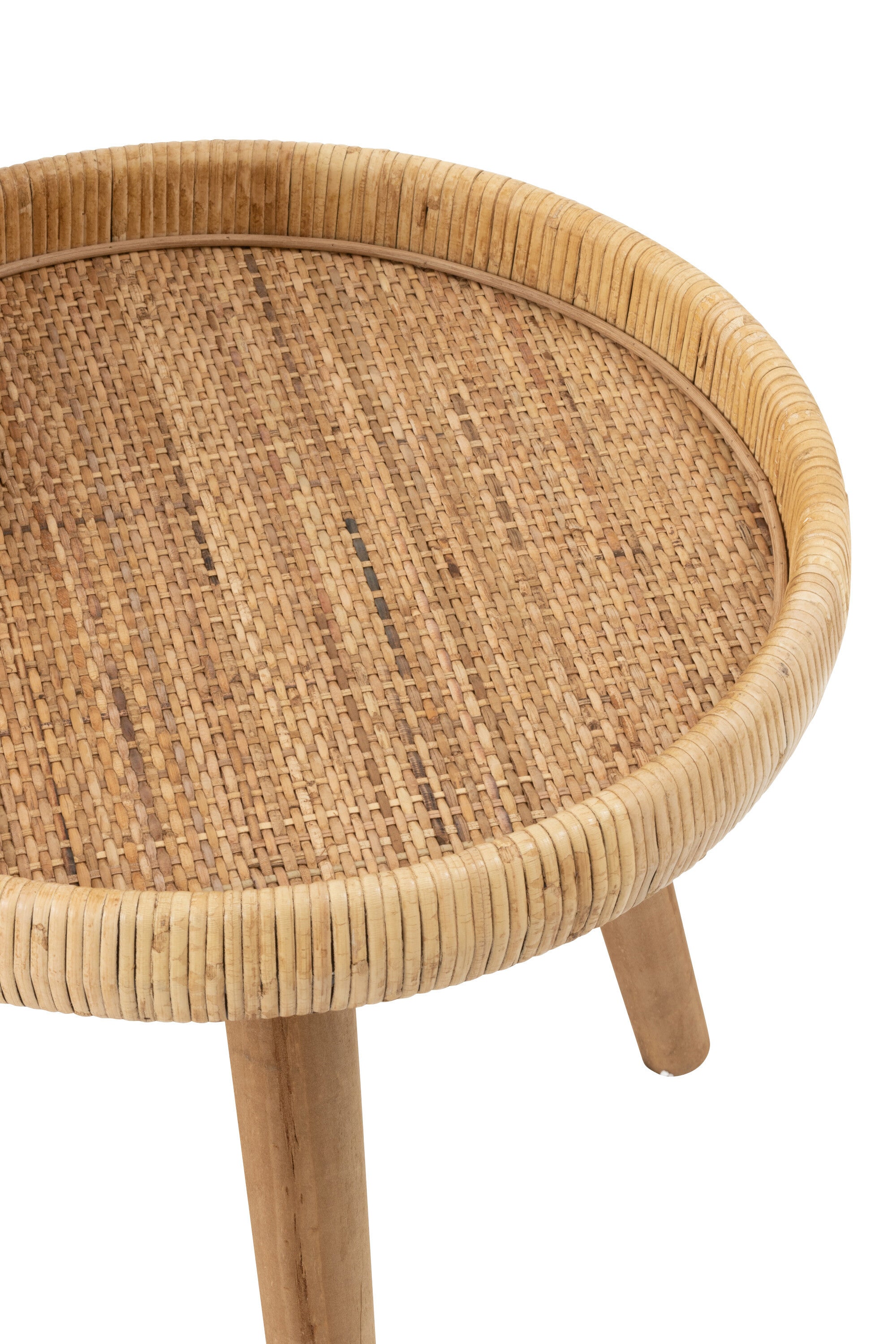 SET VON 2 BEISTELLTISCHEN LURNE RATTAN/TANNENHOLZ NATUR