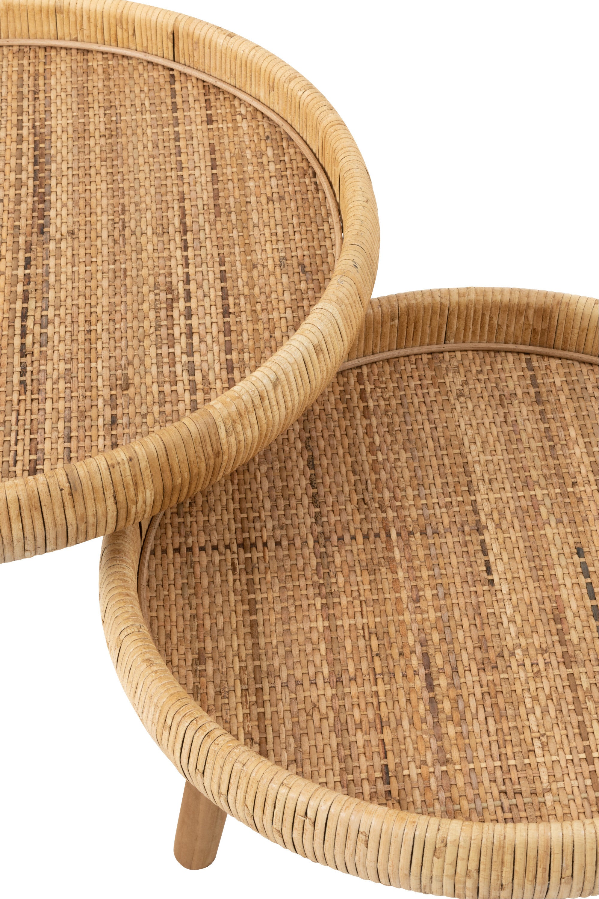 SET VON 2 BEISTELLTISCHEN LURNE RATTAN/TANNENHOLZ NATUR