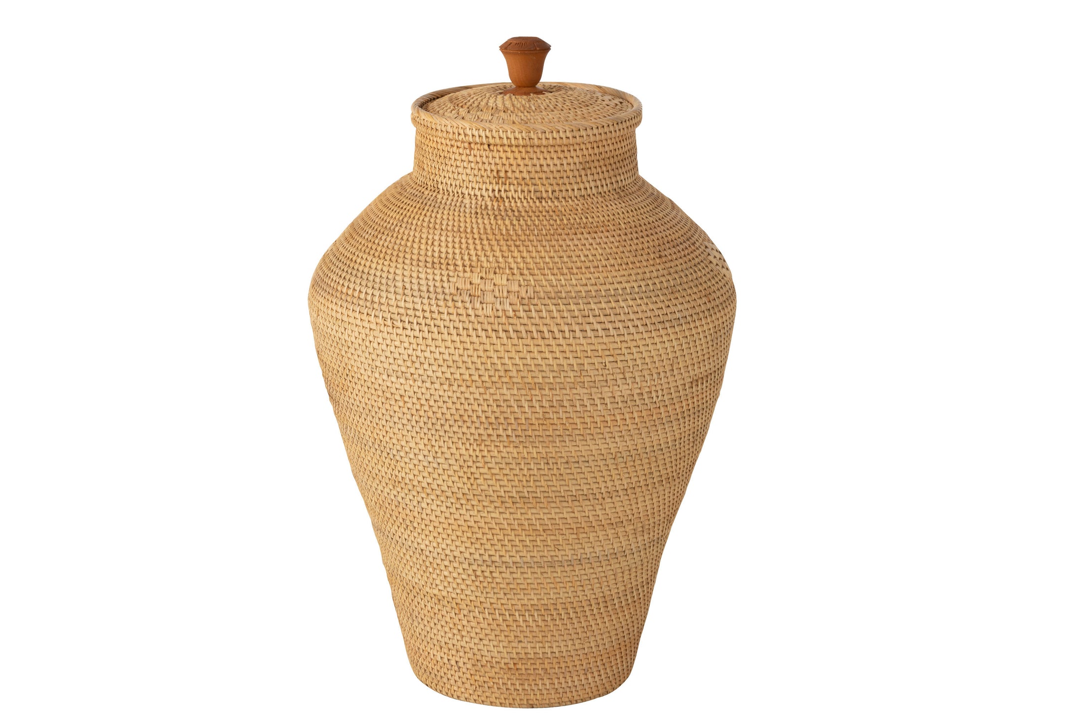 VASE MIT DECKEL RATTAN NATUR