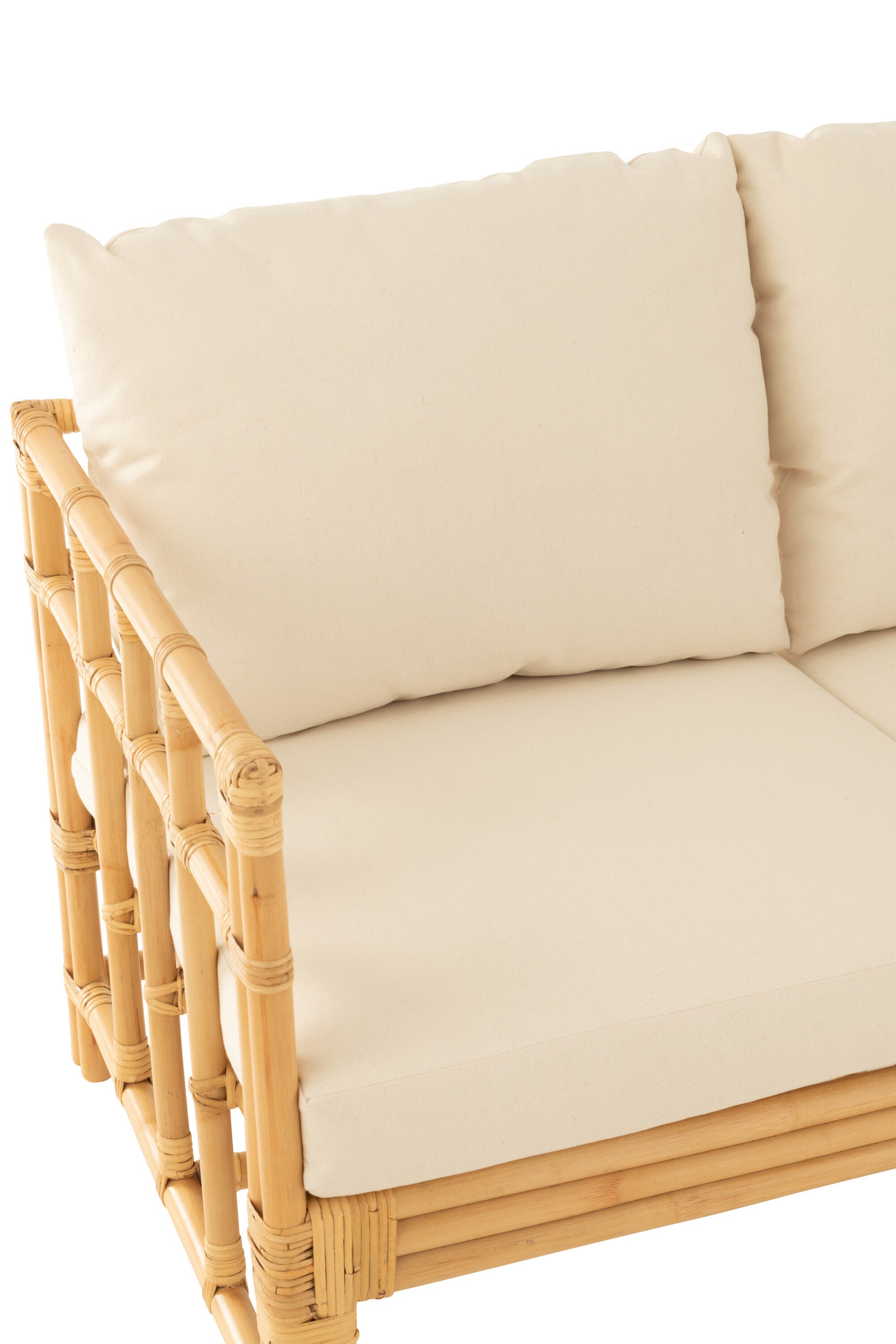 SOFA 2SITZER ELISE+POLSTER  RATTAN/TEXTIL NATUR/WEIß