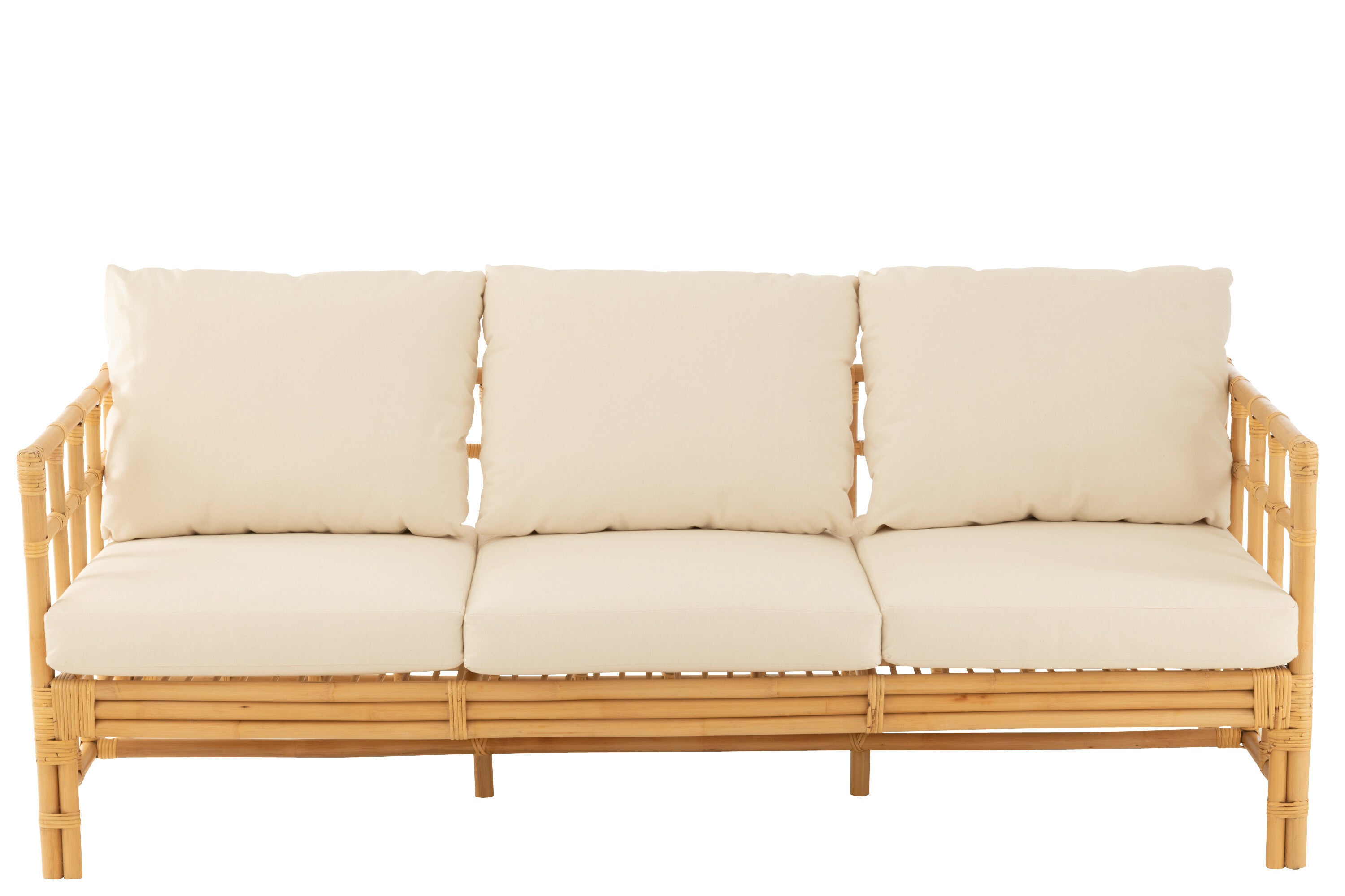 SOFA 3SITZER ELISE+POLSTER  RATTAN/TEXTIL NATUR/WEIß