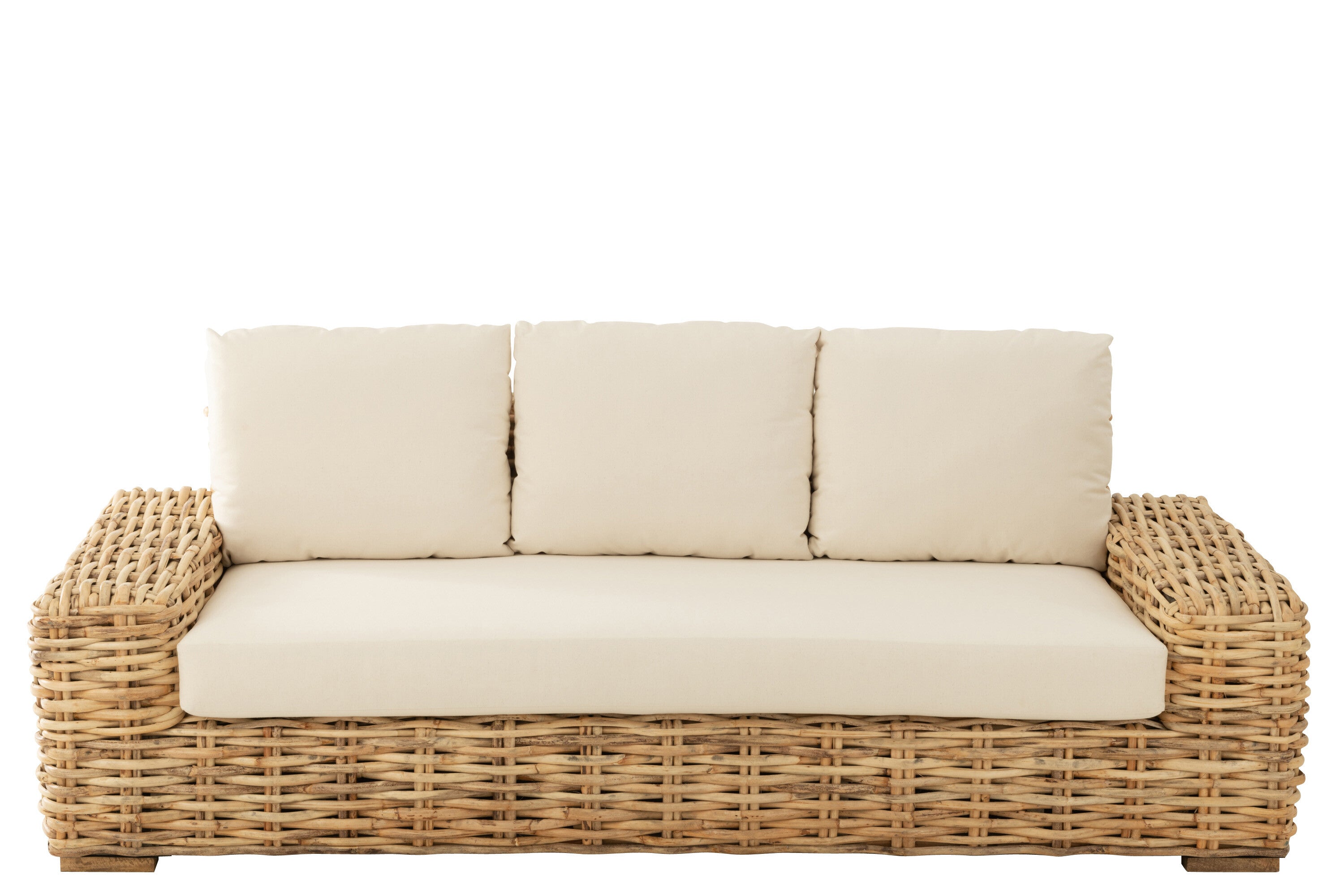 SOFA 3SITZER RATTAN/TEXTIL NATUR/WEIß