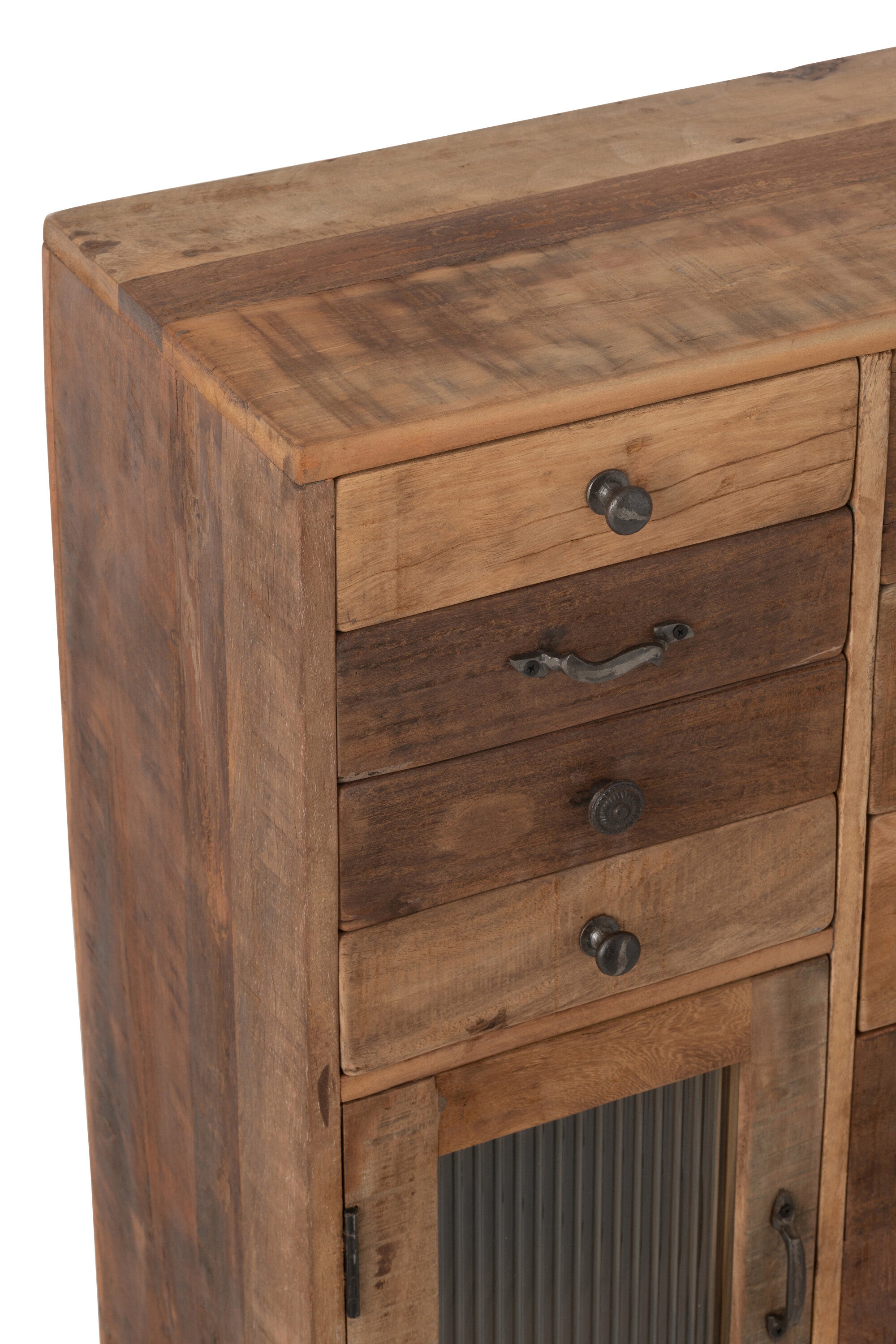 Highboard Retro Recyceltes Holz/Glas Natur