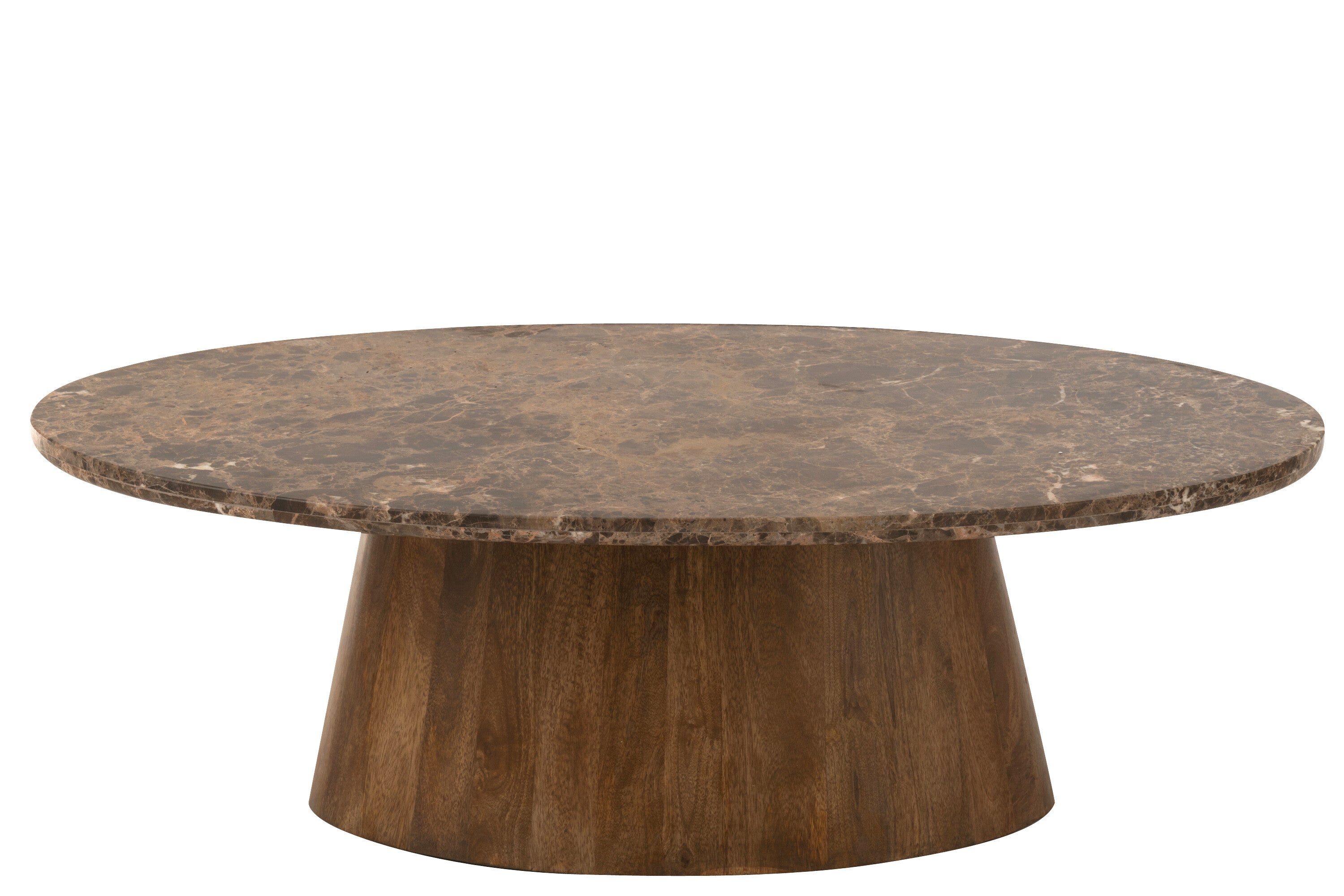 Couchtisch Oval Marmor/Mangoholz Braun