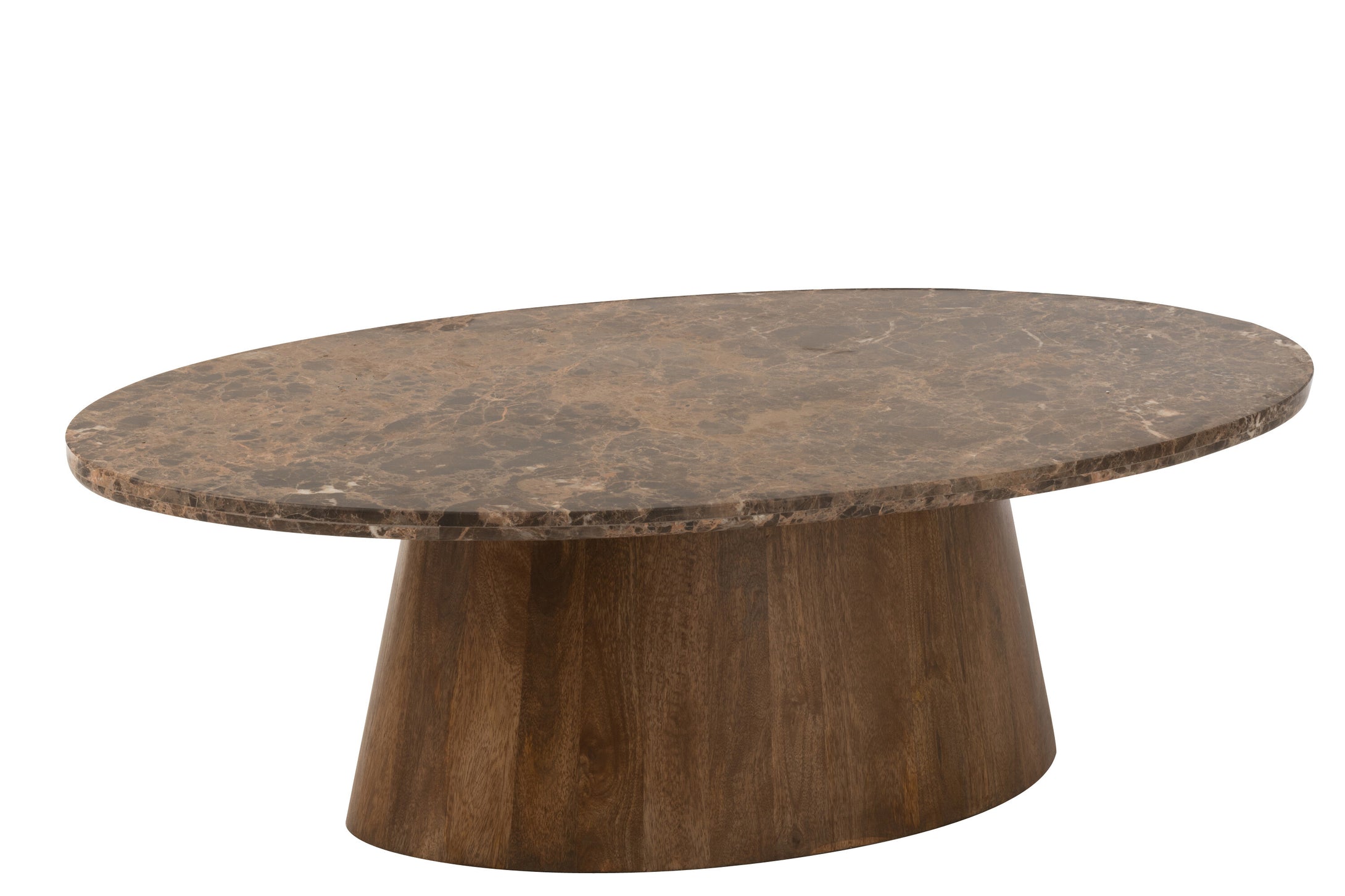 Couchtisch Oval Marmor/Mangoholz Braun