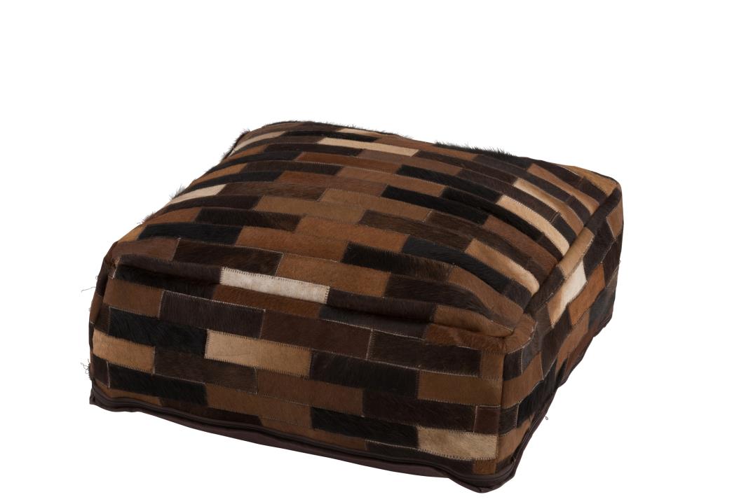 POUF CHALET LEDER BRAUN (60x60x20cm)