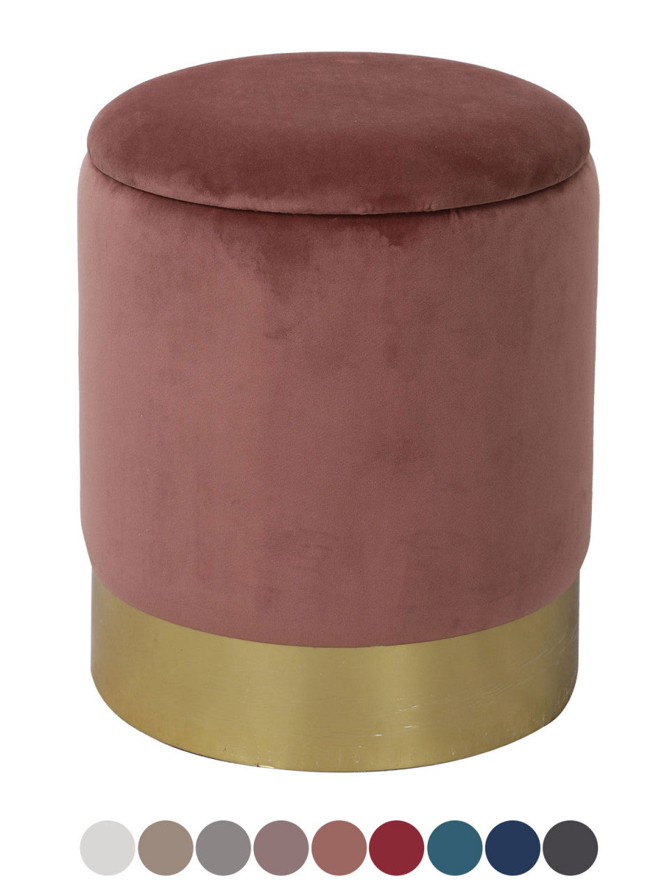 Samthocker Sitzhocker Samt Pouf Sitzpouf Velour Hocker Hochwertig mit Stauraum u. Deckel Ø 31 H 38 c