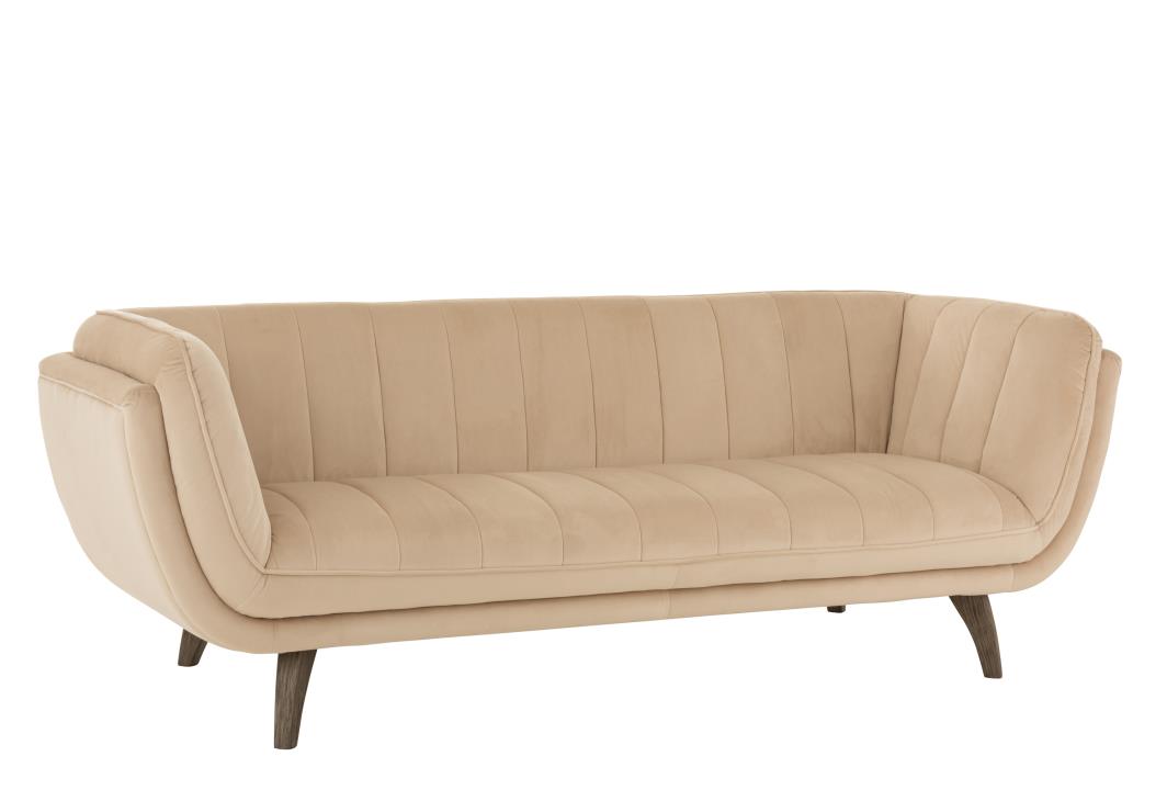 JOLIPA | SOFA 3-SITZER, LINA, VELOURS, BEIGE, ESCHE,213x83x75 | 1a-zuhause