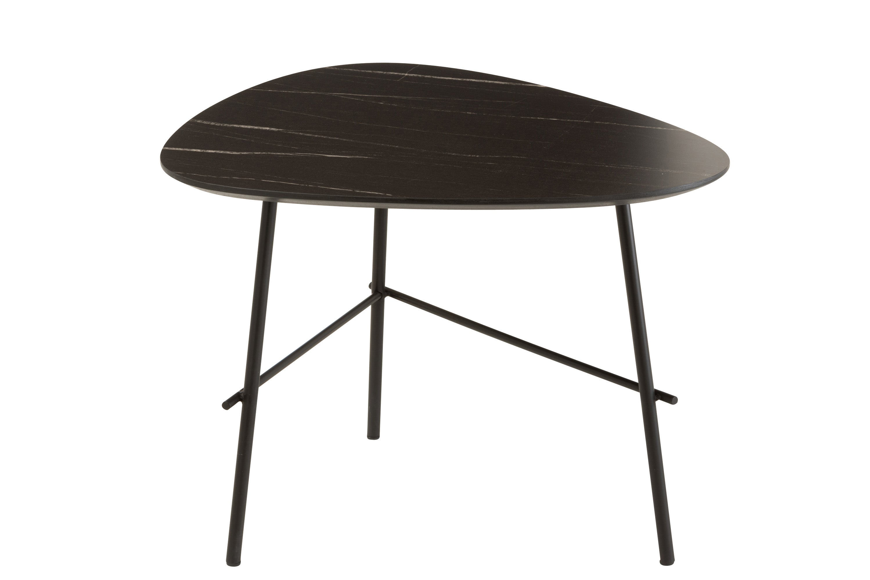 BEISTELLTISCH MARMOR BEDRUCKT MDF/METALL SCHWARZ (60x52x50cm)