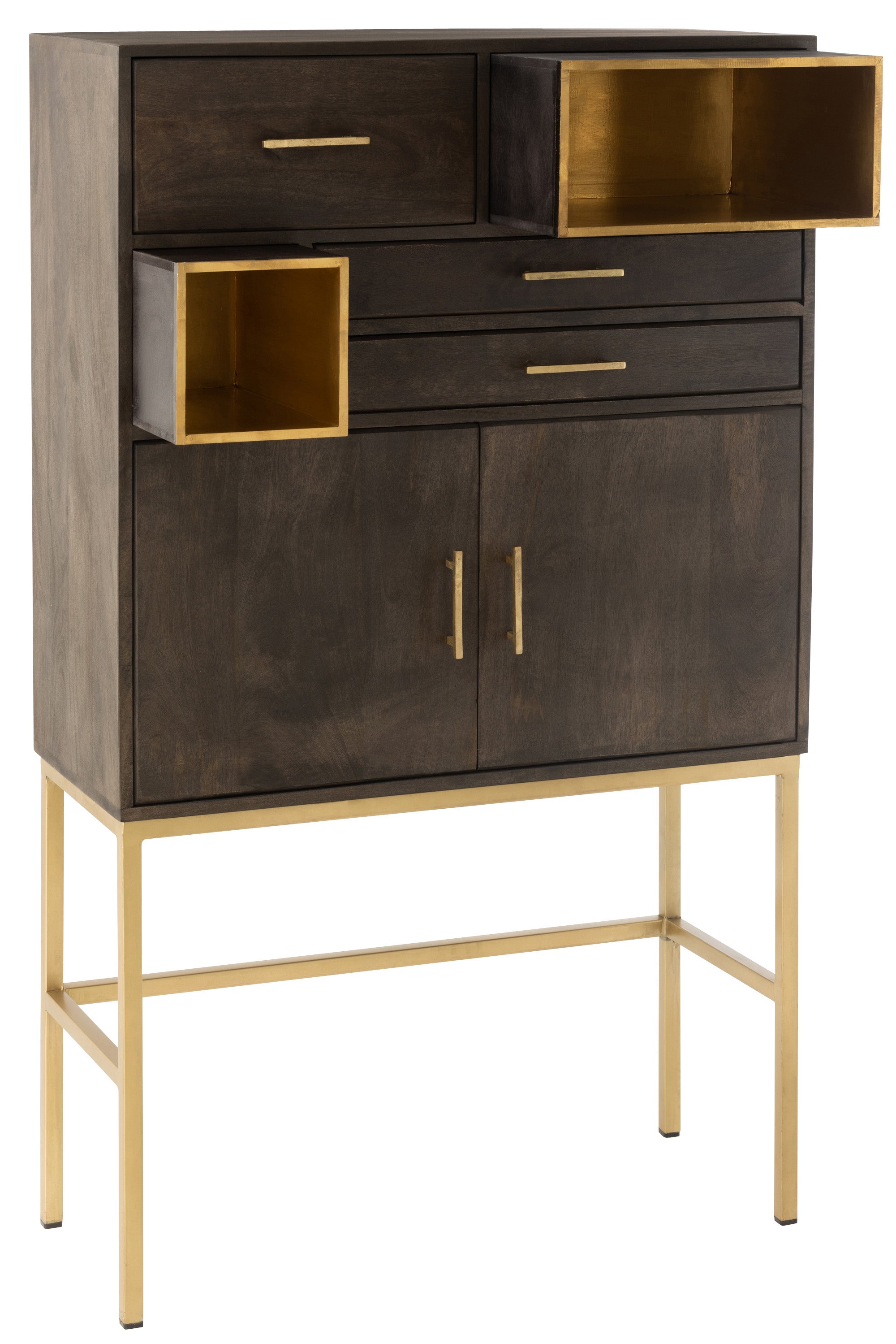 HIGHBOARD JANIS MANGOHOLZ/METALL BRAUN/GOLD (98x38,5x153cm)