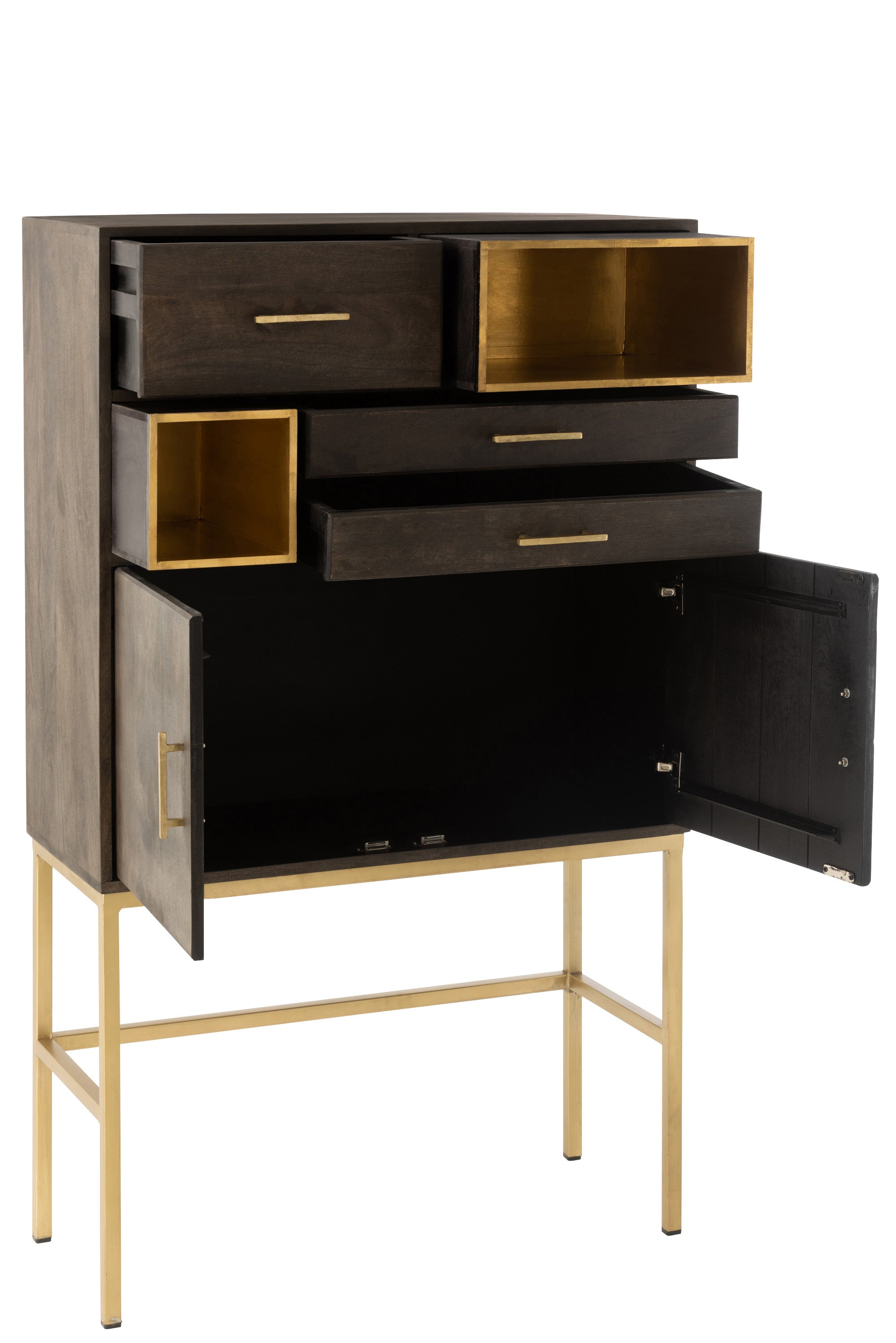 HIGHBOARD JANIS MANGOHOLZ/METALL BRAUN/GOLD (98x38,5x153cm)