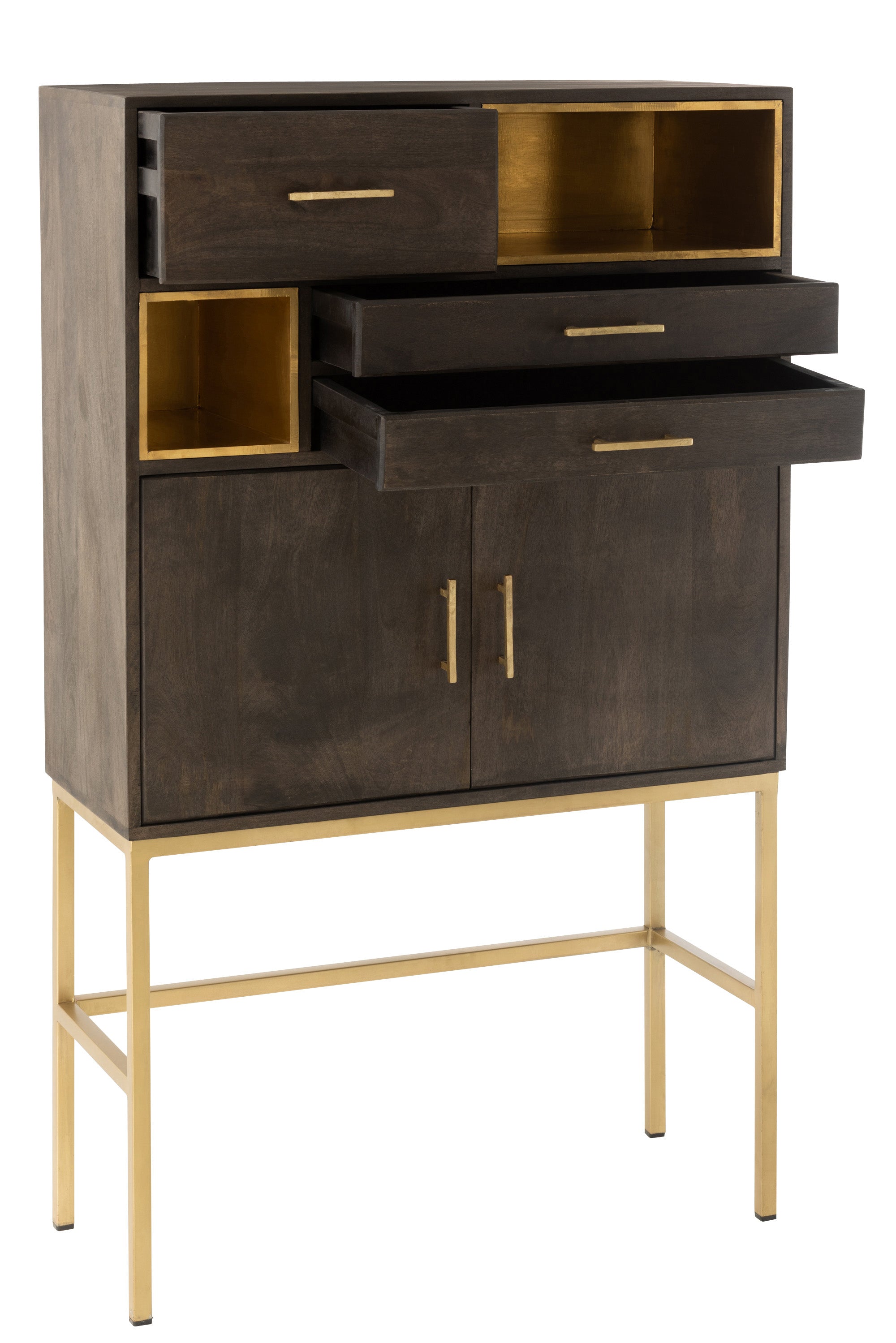 HIGHBOARD JANIS MANGOHOLZ/METALL BRAUN/GOLD (98x38,5x153cm)