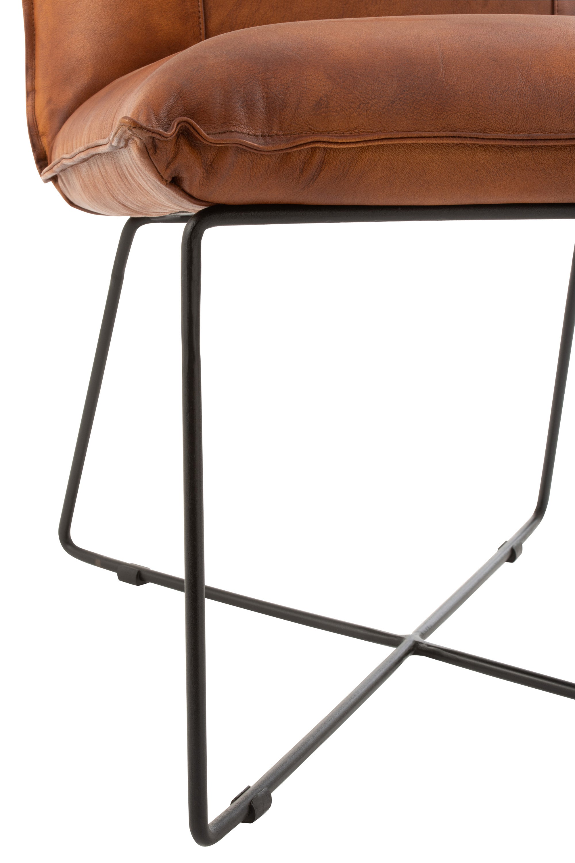 LOUNGE STUHL LOUNGE AVI LEDER/EISEN COGNAC (56,5x65,5x85,5cm)(2x)