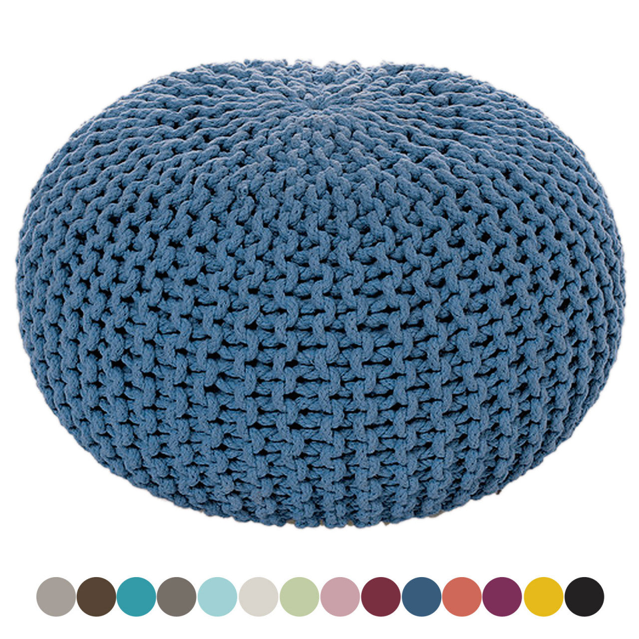 Pouf Ø 55 cm Strickhocker Sitzpouf Sitzpuff Grobstrick-Optik extrahoch Höhe 37 cm