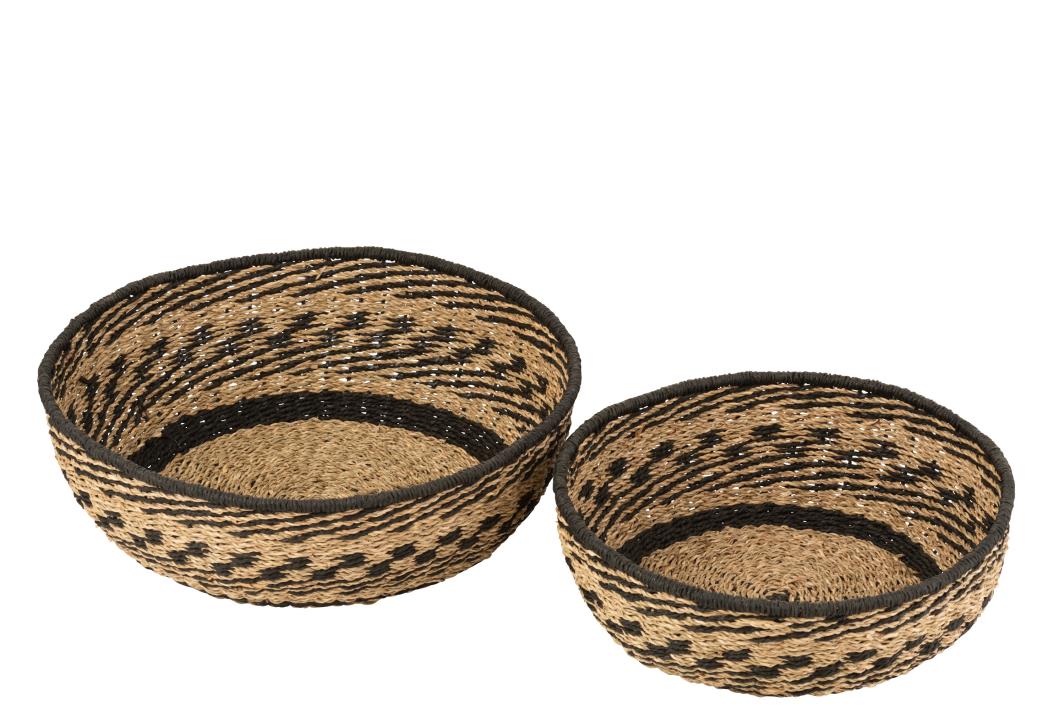 2ER SET KORBSCHALEN SEAGRASS NATUR/SCHWARZ