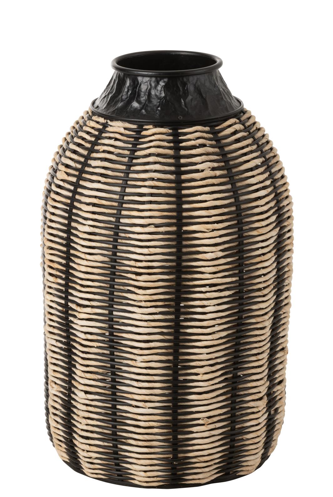 VASE DEKORATION SEIL/RATTAN SCHWARZ/NATUR