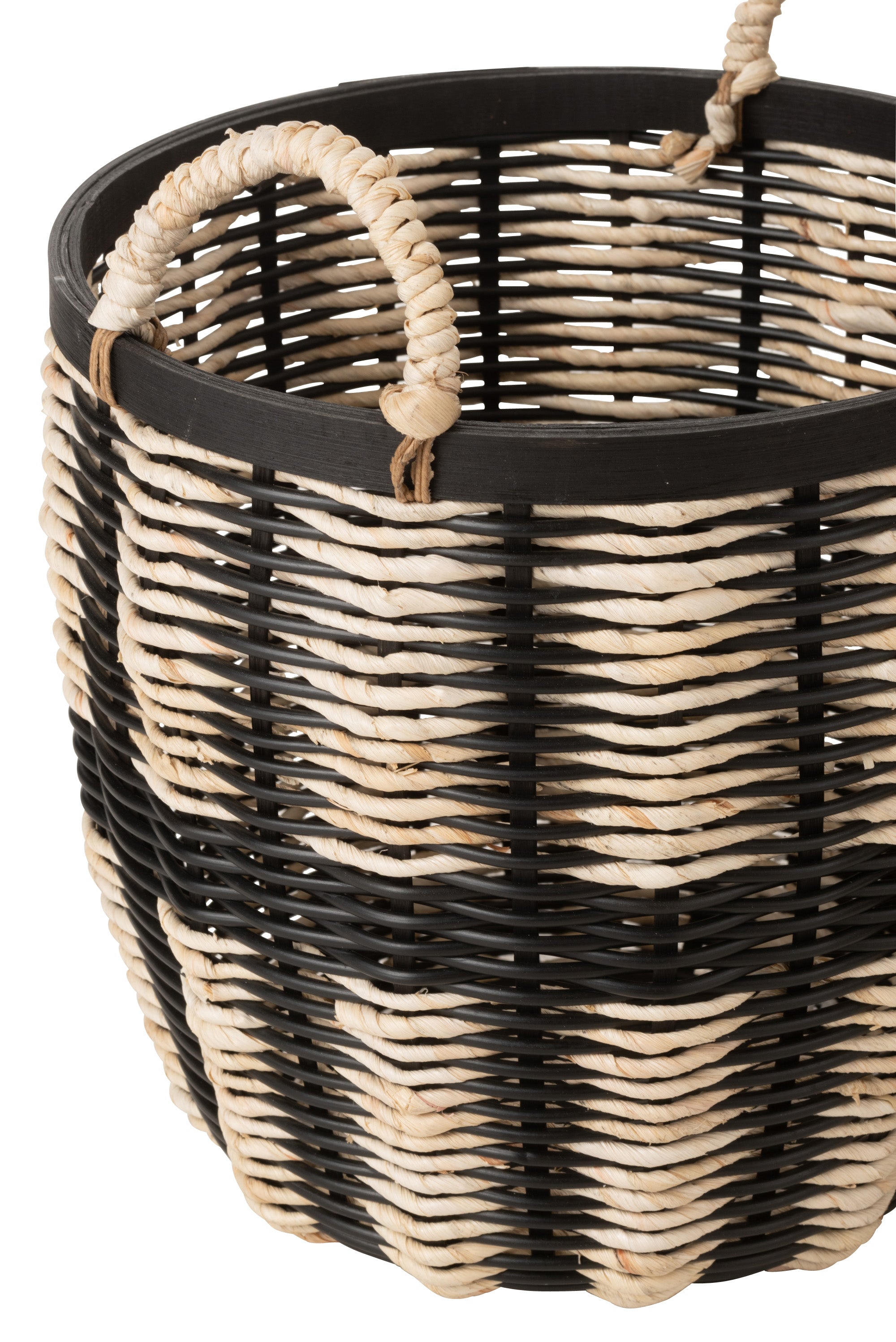 3ER SET KÖRBE SEIL/RATTAN SCHWARZ/NATUR