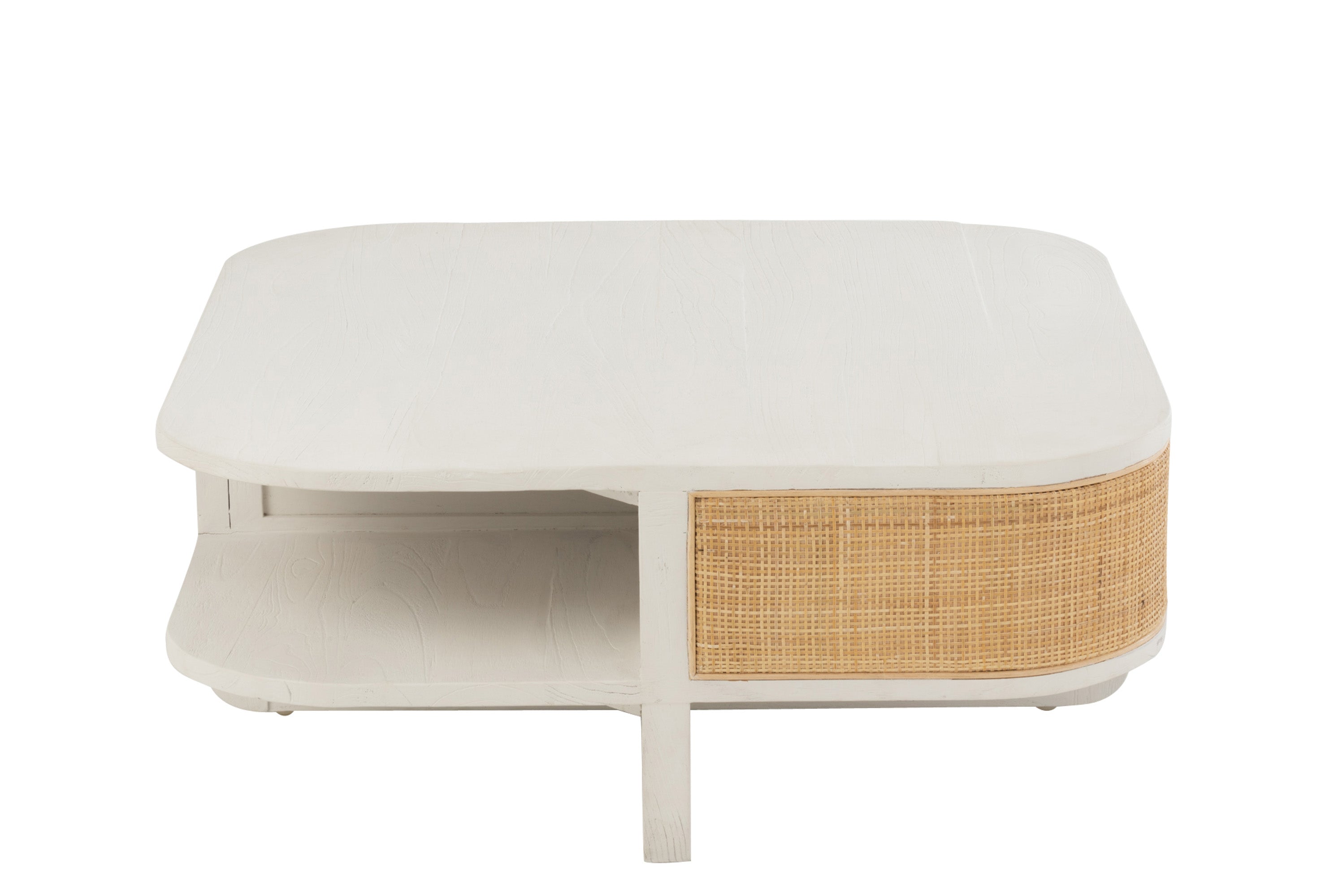 COUCHTISCH MOLLY EXOTISCHES HOLZ/RATTAN WEISS