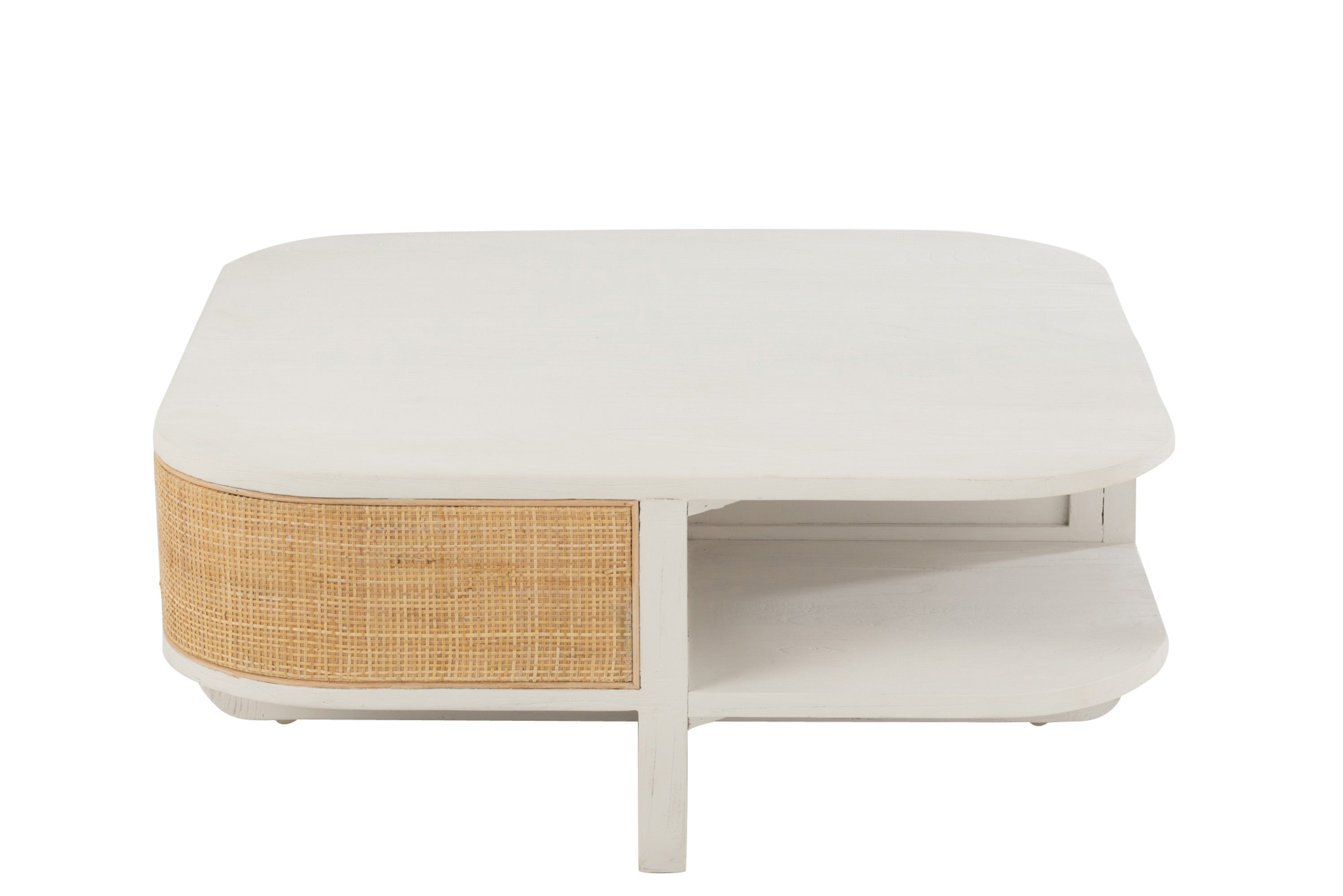 COUCHTISCH MOLLY EXOTISCHES HOLZ/RATTAN WEISS