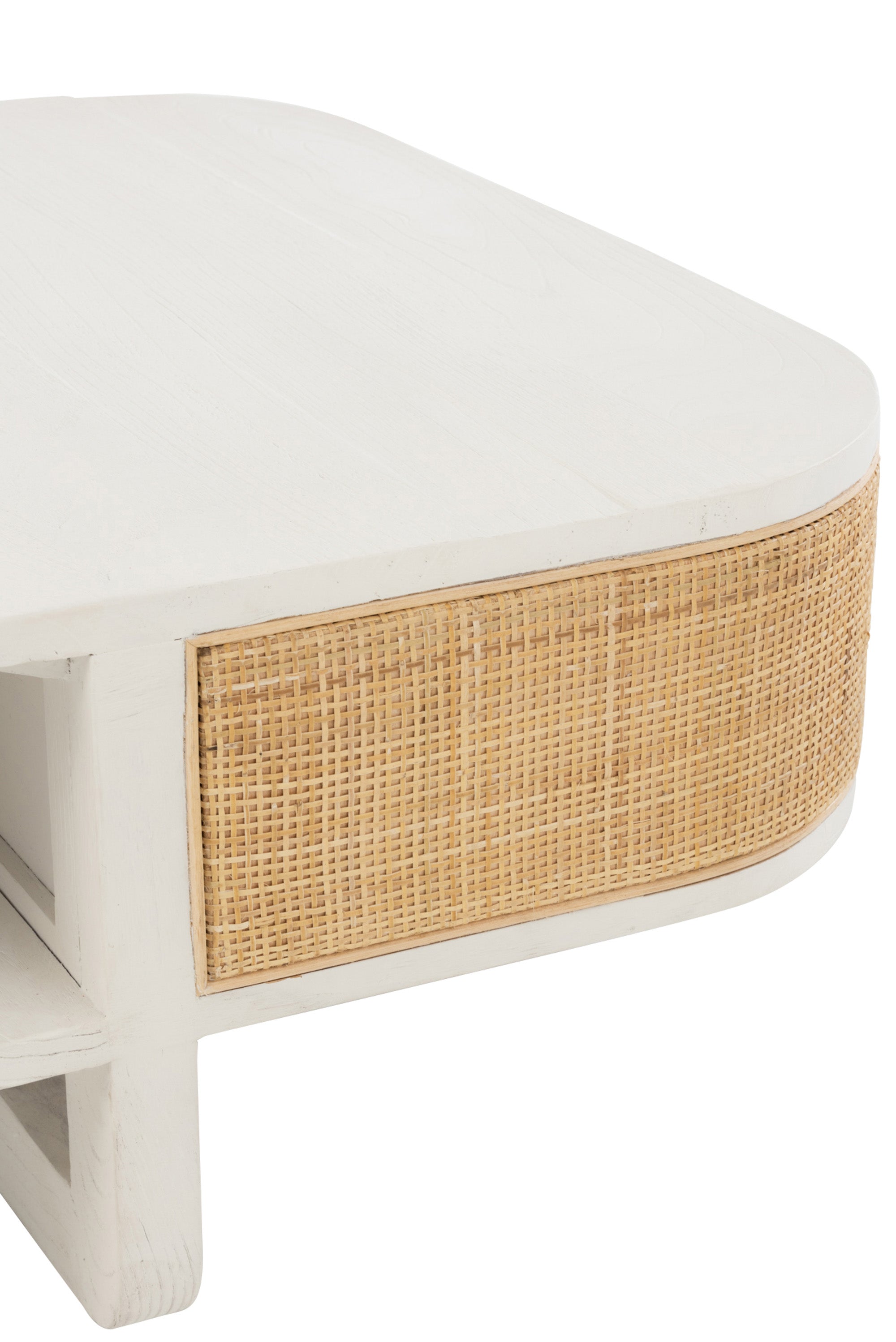 COUCHTISCH MOLLY EXOTISCHES HOLZ/RATTAN WEISS