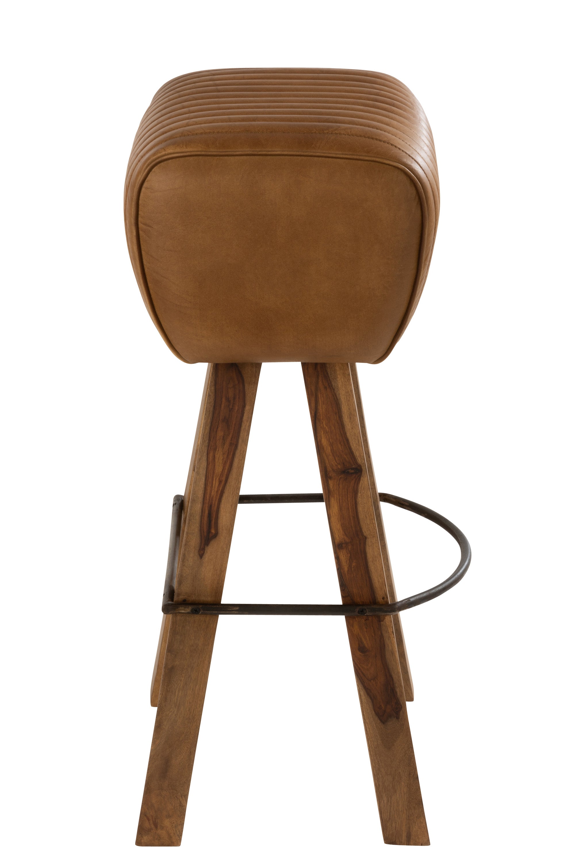 HOCKER GYM LEDER/MANGOHOLZ CAMEL/NATUR (43x37x75cm)