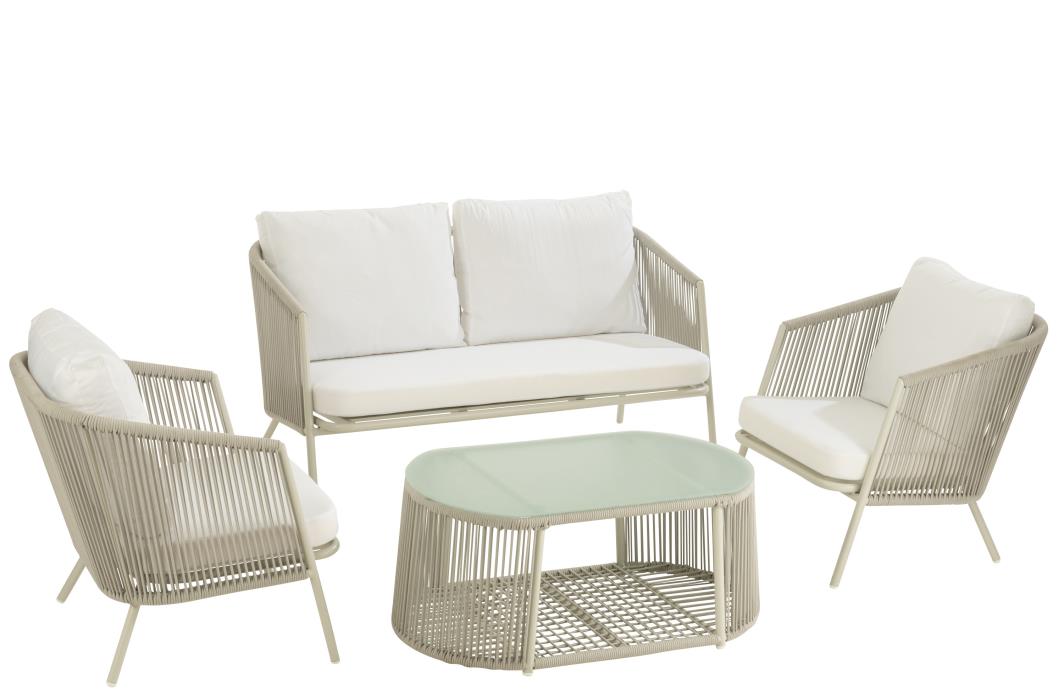 OUTDOOR LOUNGESET ELI METALL/SEIL GRAU