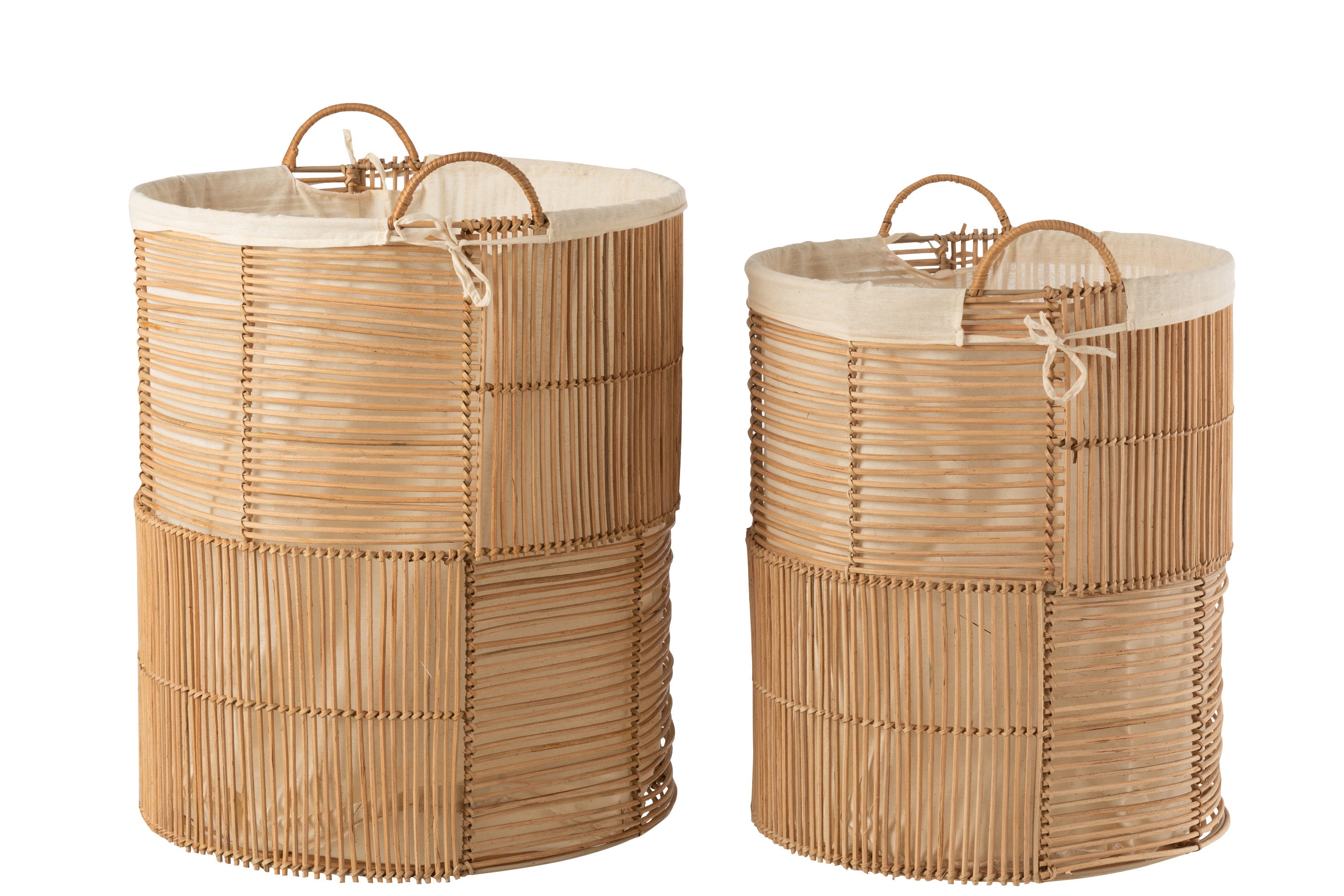 2ER SET WÄSCHEKÖRBE RATTAN NATUR