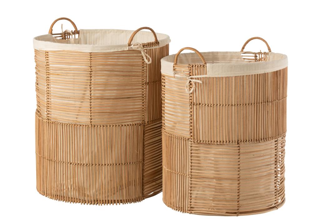 2ER SET WÄSCHEKÖRBE RATTAN NATUR