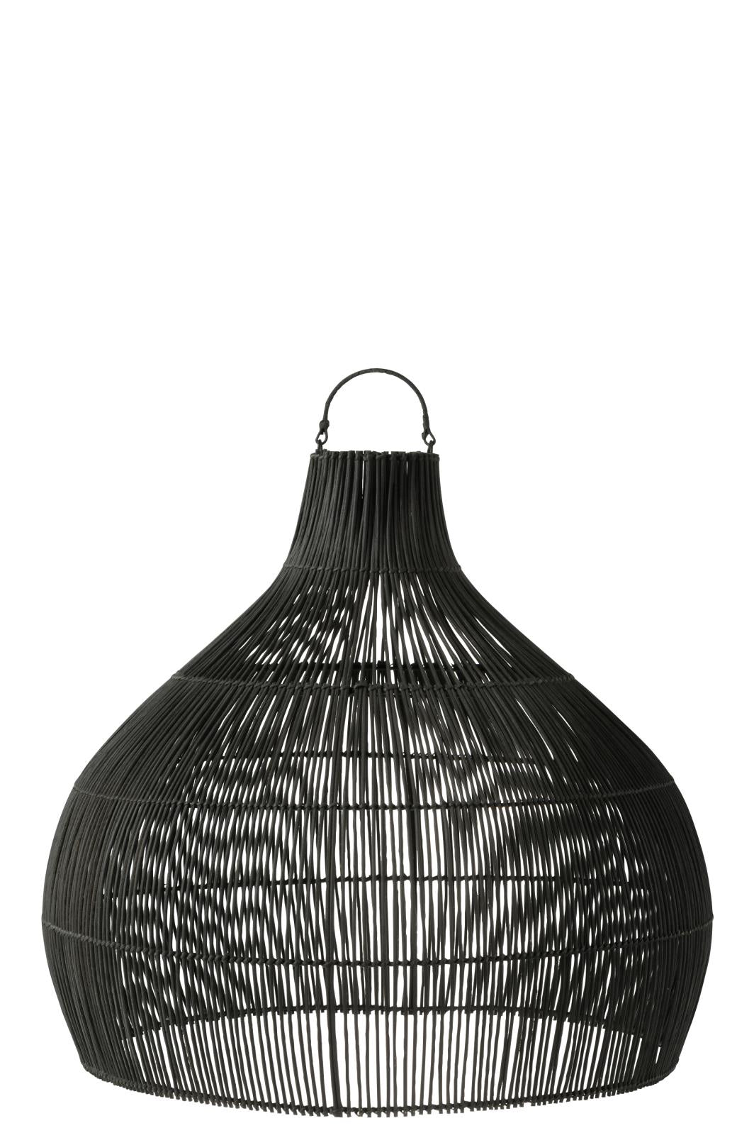 LAMPENSCHIRM BIRNENFORM RATTAN SCHWARZ