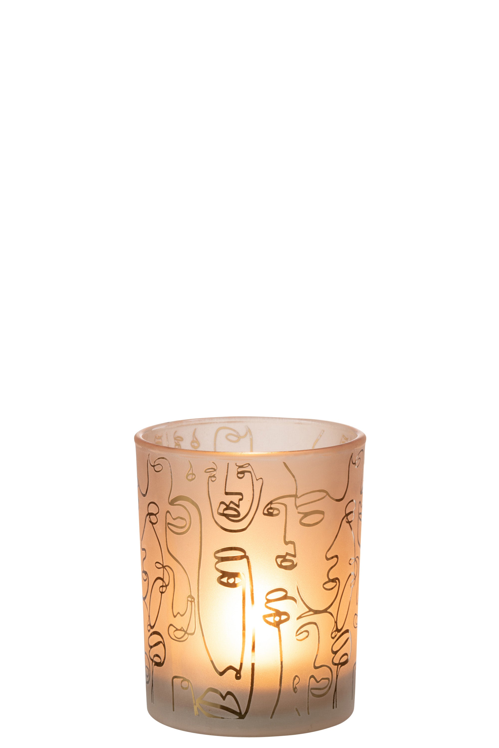 WINDLICHT HAPPY FACES GLAS BEIGE MEDIUM