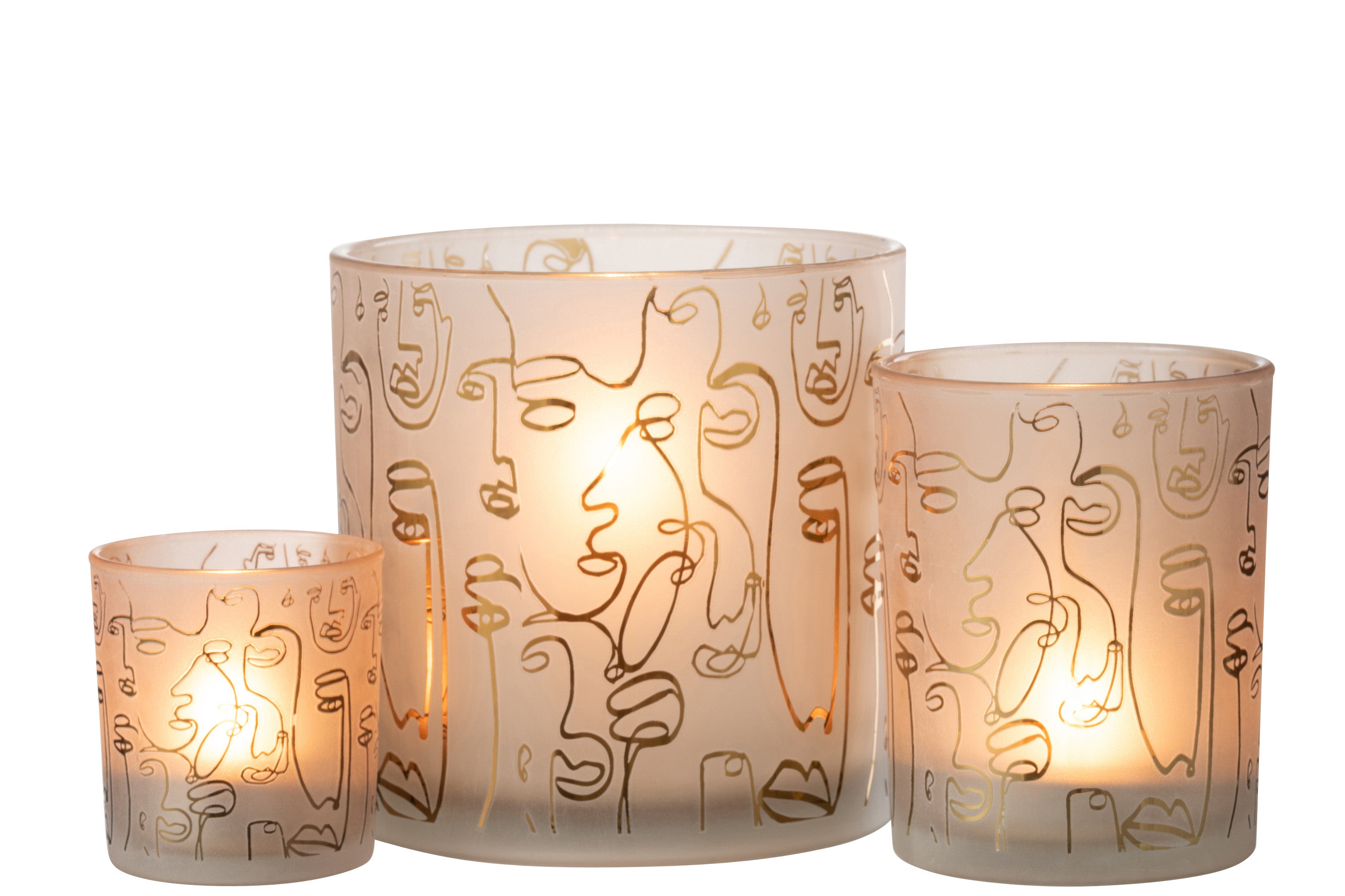 WINDLICHT HAPPY FACES GLAS BEIGE LARGE