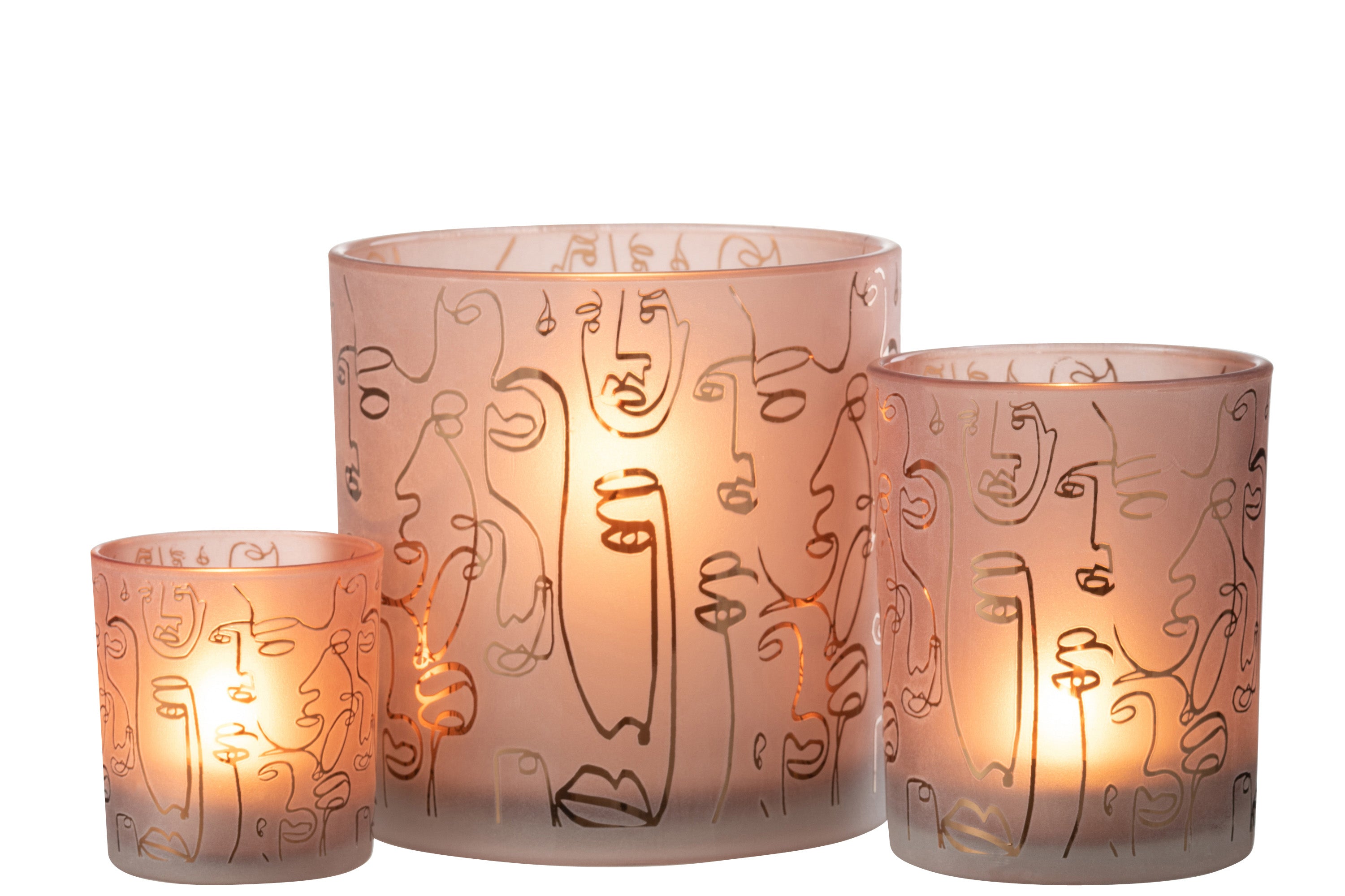 WINDLICHT HAPPY FACES GLAS TERRACOTTA LARGE