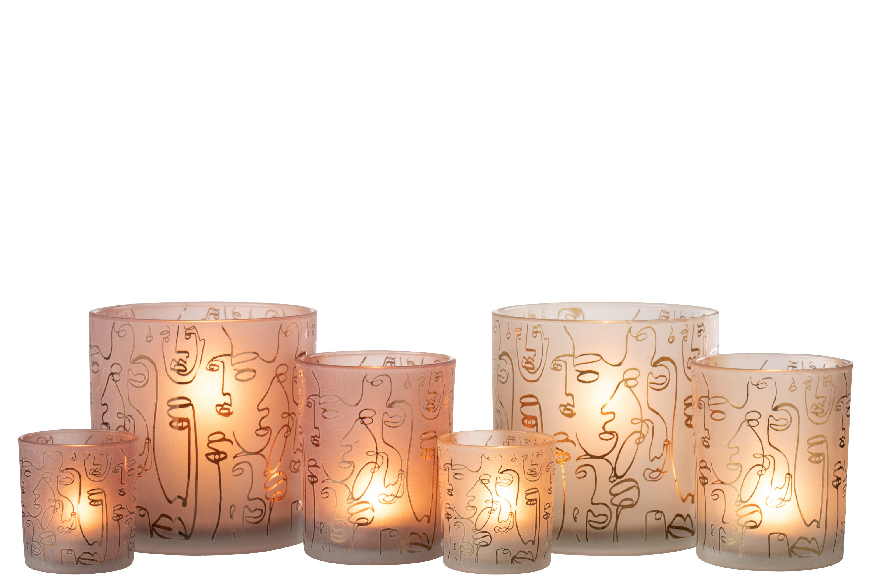 WINDLICHT HAPPY FACES GLAS TERRACOTTA LARGE