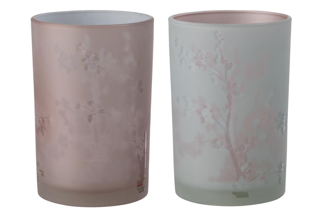 2 TEELICHTER SAKURA GLAS ROSA LARGE