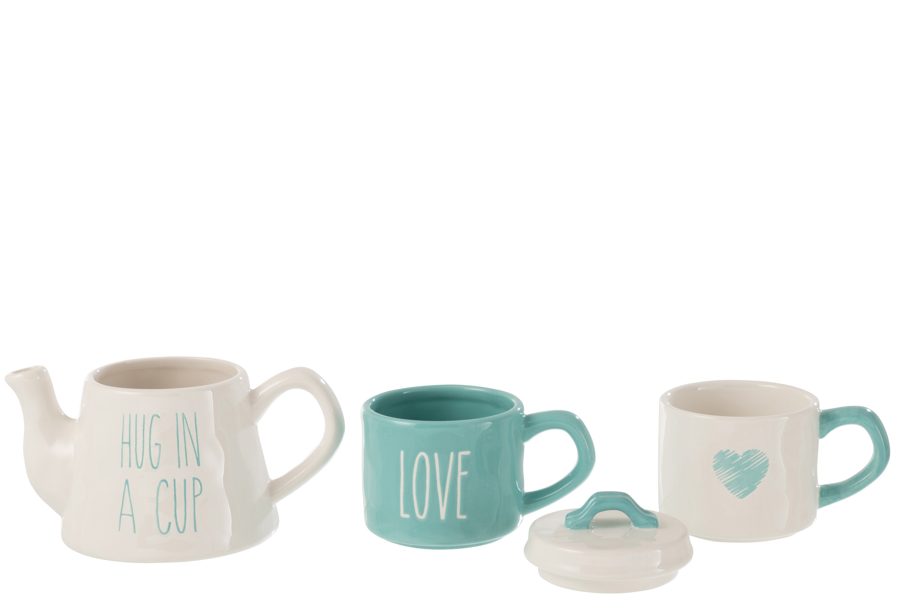 TEA FOR 2 LOVE KERAMIK BLAU/WEISS