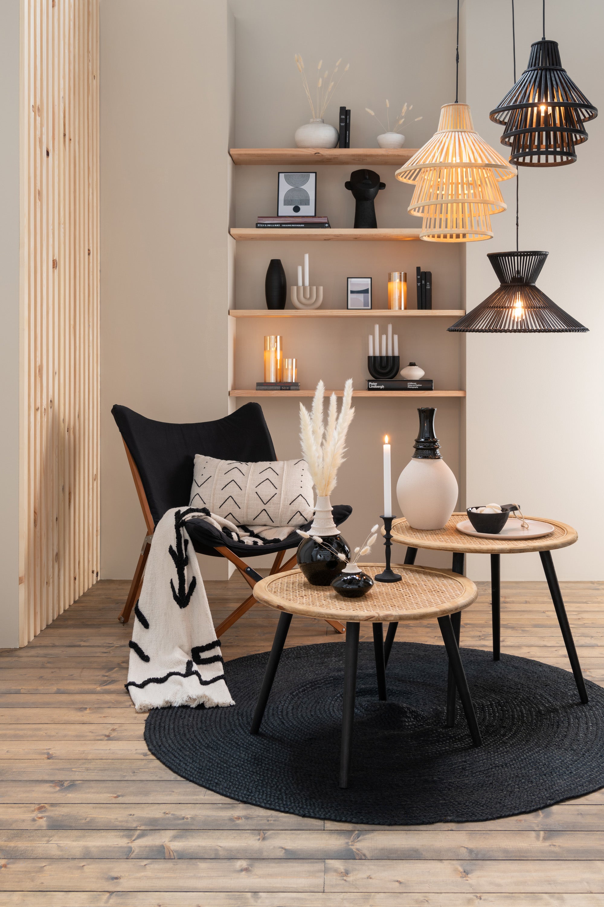 LOUNGESTUHL BIEGSAM TEXTIL/HOLZ SCHWARZ