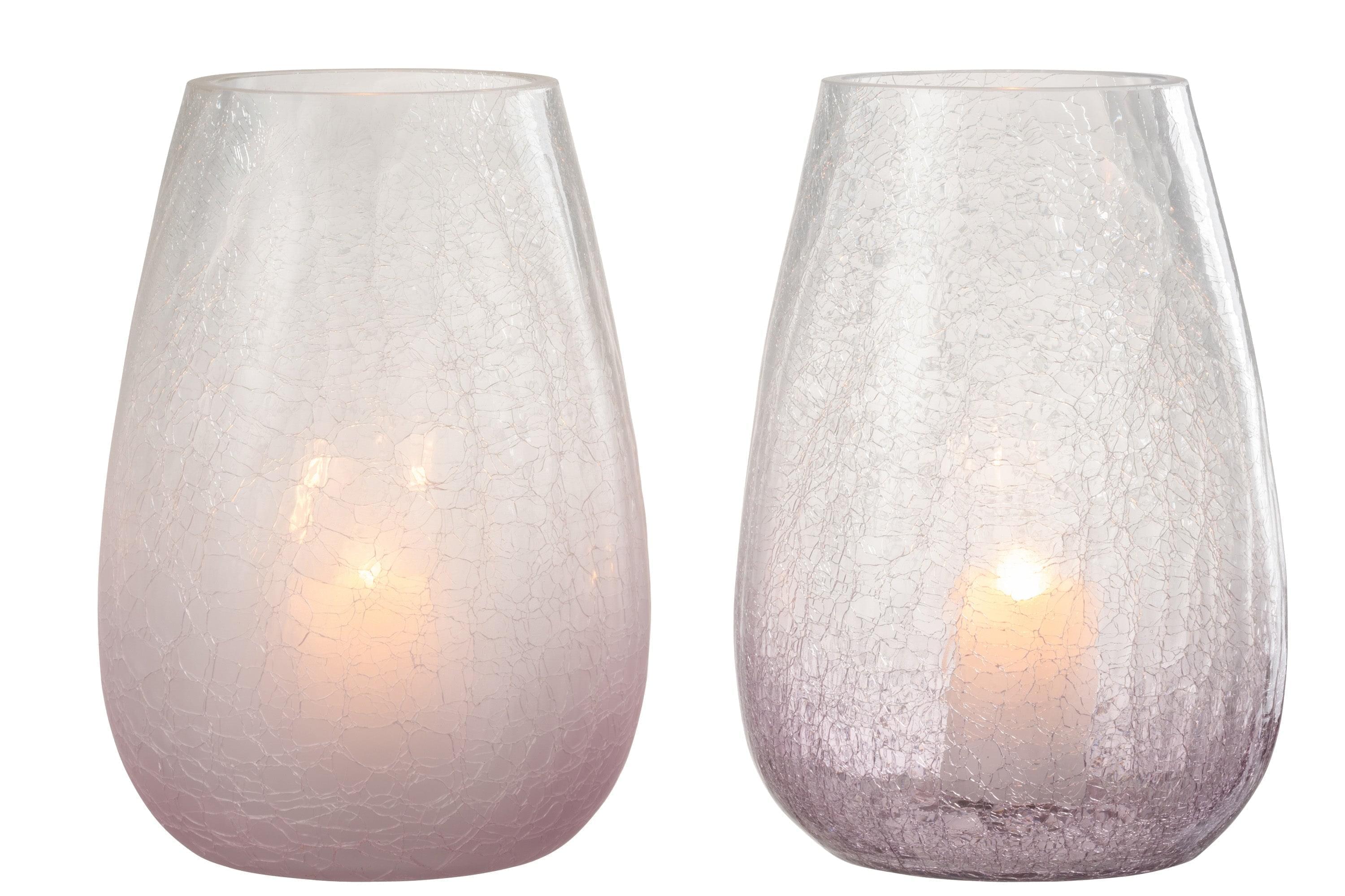 2 WINDLICHTER EIFÖRMIG RISS GLAS LILA LARGE