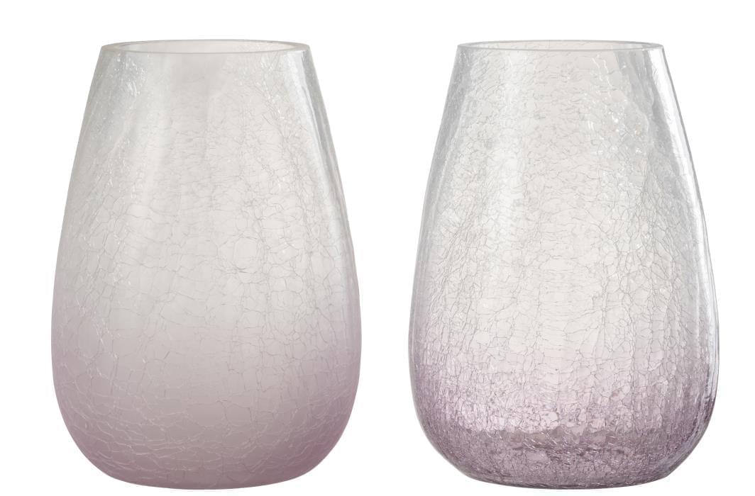 2 WINDLICHTER EIFÖRMIG RISS GLAS LILA LARGE