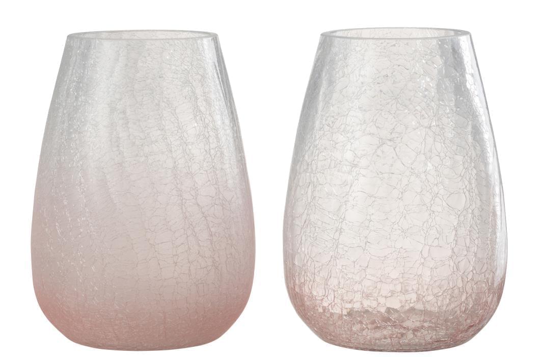 2 WINDLICHTER EIFÖRMIG RISS GLAS ROSA LARGE