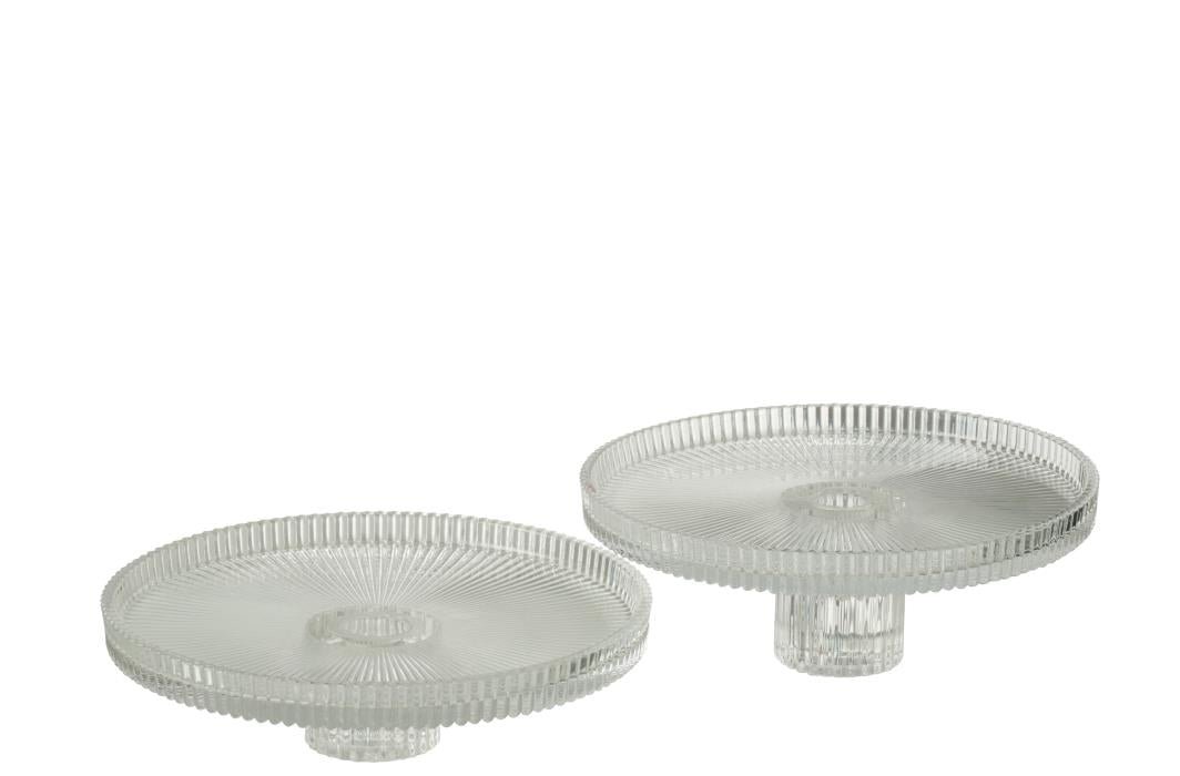 2ER SET TORTENPLATTEN MIC GESCHLIFFENES GLAS TRANSPARENT