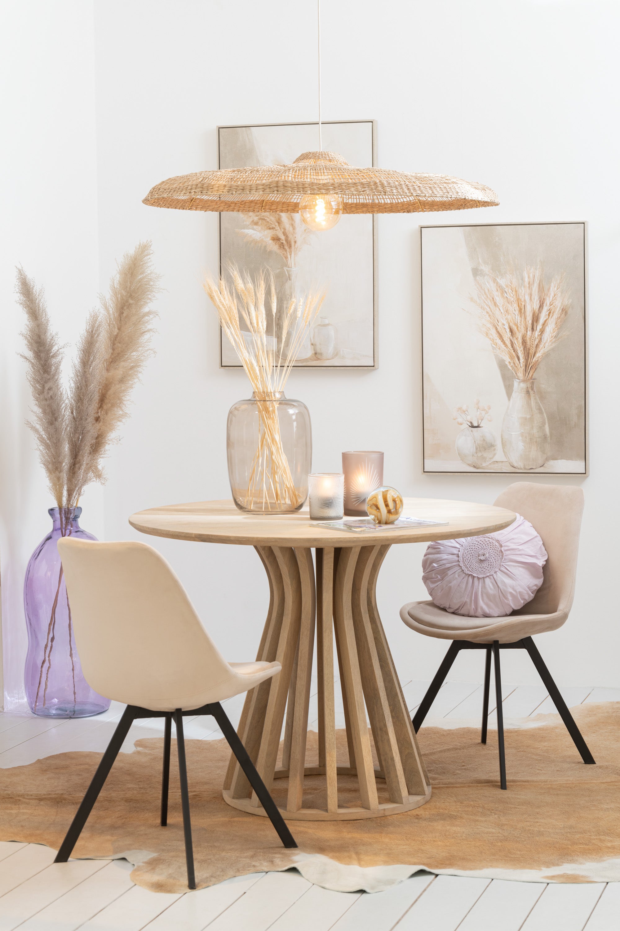 BILD VASE PAMPAS KANEVAS/HOLZ BEIGE 2 SORTIERT