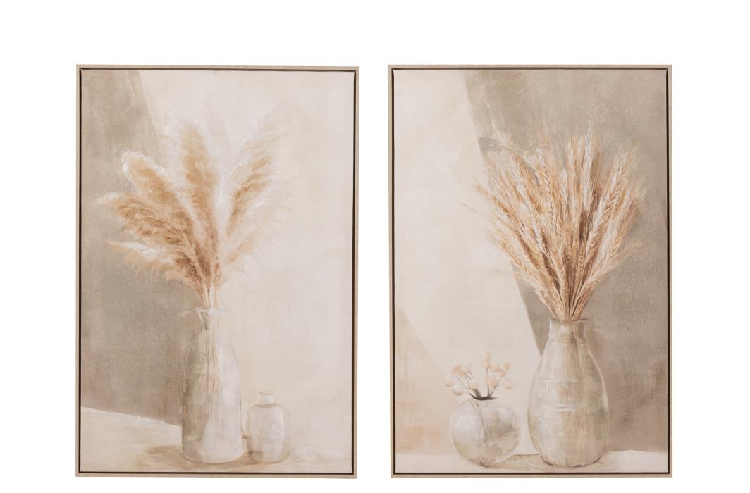 BILD VASE PAMPAS KANEVAS/HOLZ BEIGE 2 SORTIERT