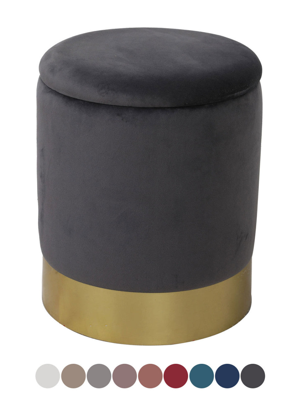 Samthocker Sitzhocker Samt Pouf Sitzpouf Velour Hocker Hochwertig mit Stauraum u. Deckel Ø 31 H 38 c