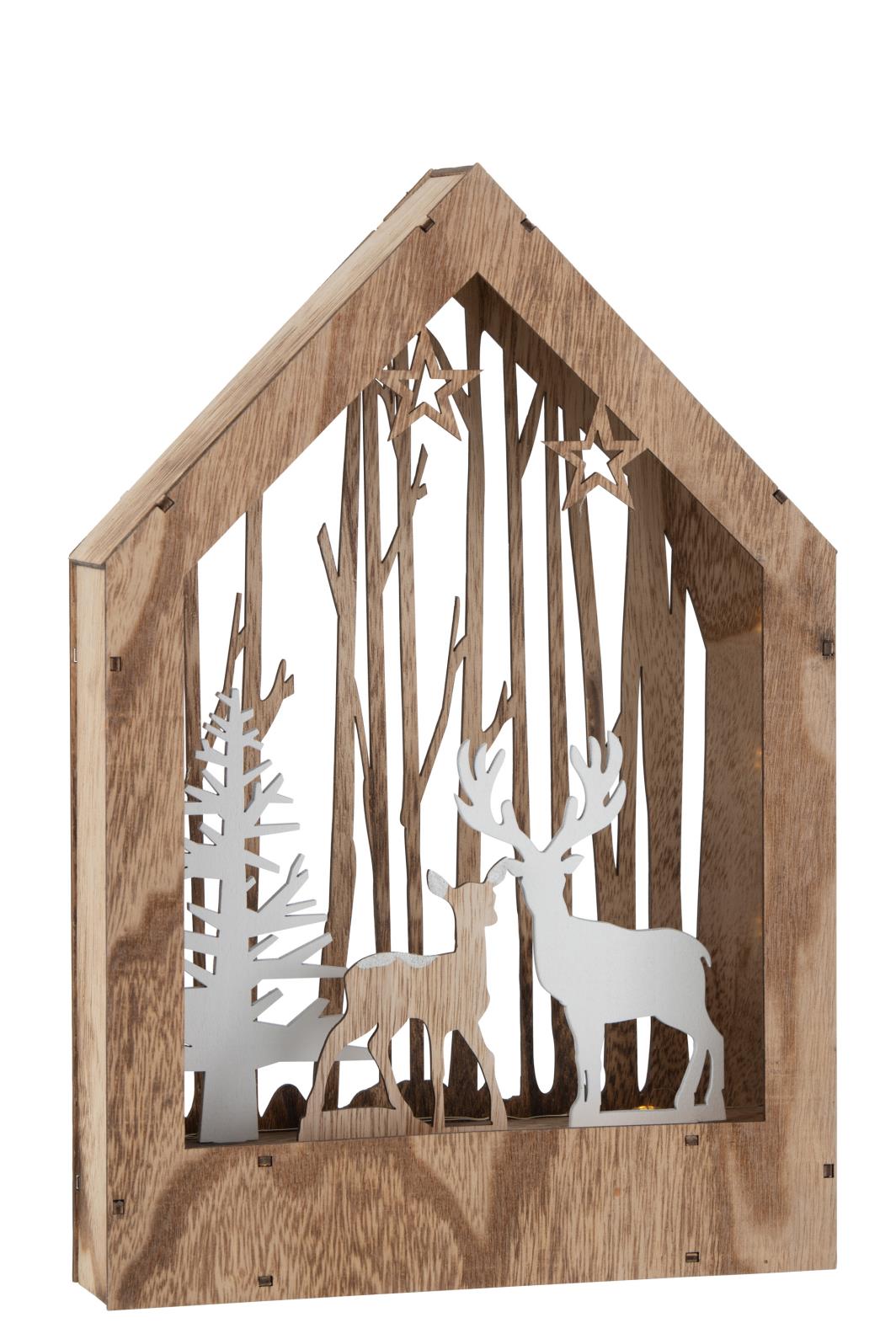 WINTERDEKO LED HIRSCH+BAUM HOLZ NATUR