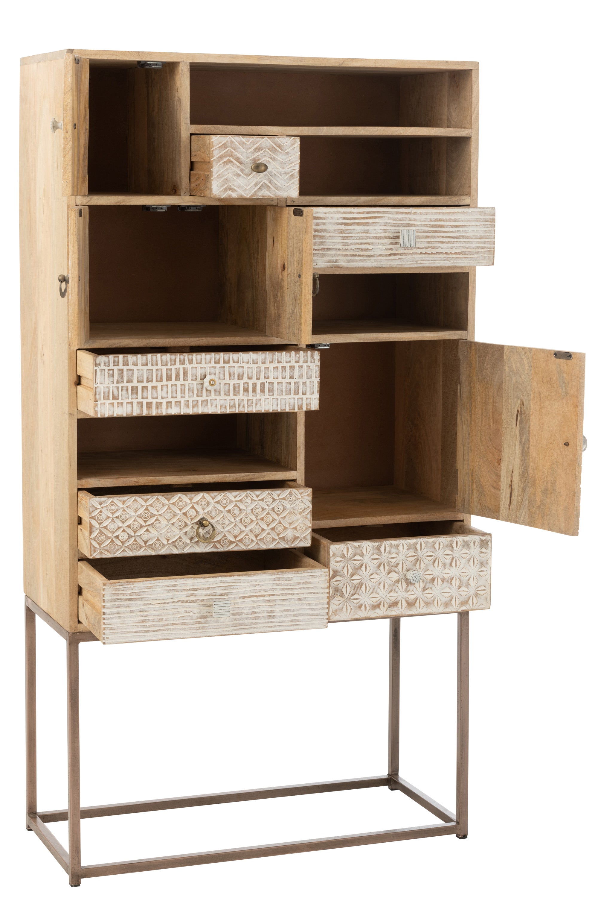 HIGHBOARD DER SERIE MUSTER MANGOHOLZ/EISEN BEIGE