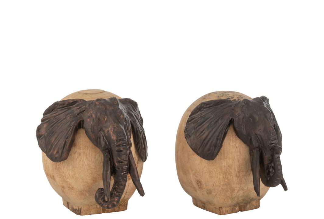 ELEFANT HOLZ NATURELL BRONZE 2 STÜCK