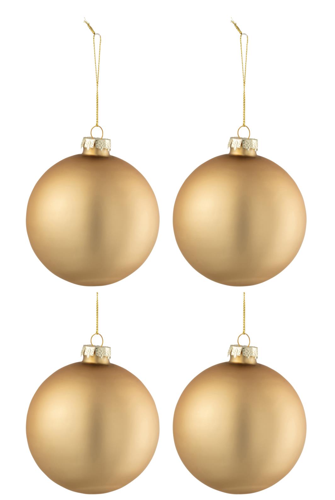 BOX MIT 4 WEIHNACHTSKUGELN DICKES GLAS MATT GOLD MEDIUM