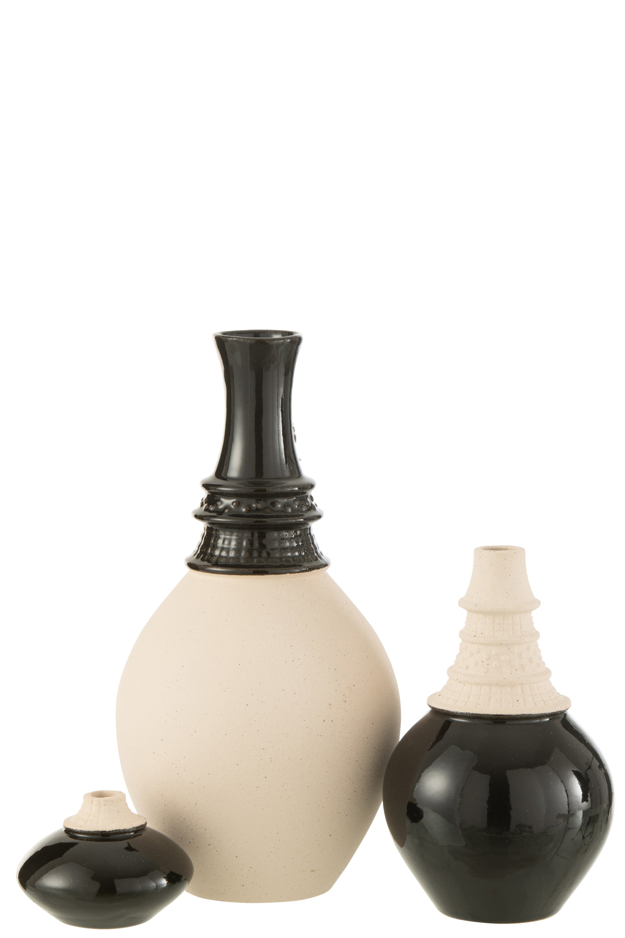 VASE HALS HOCH KERAMIK SCHWARZ/BEIGE LARGE